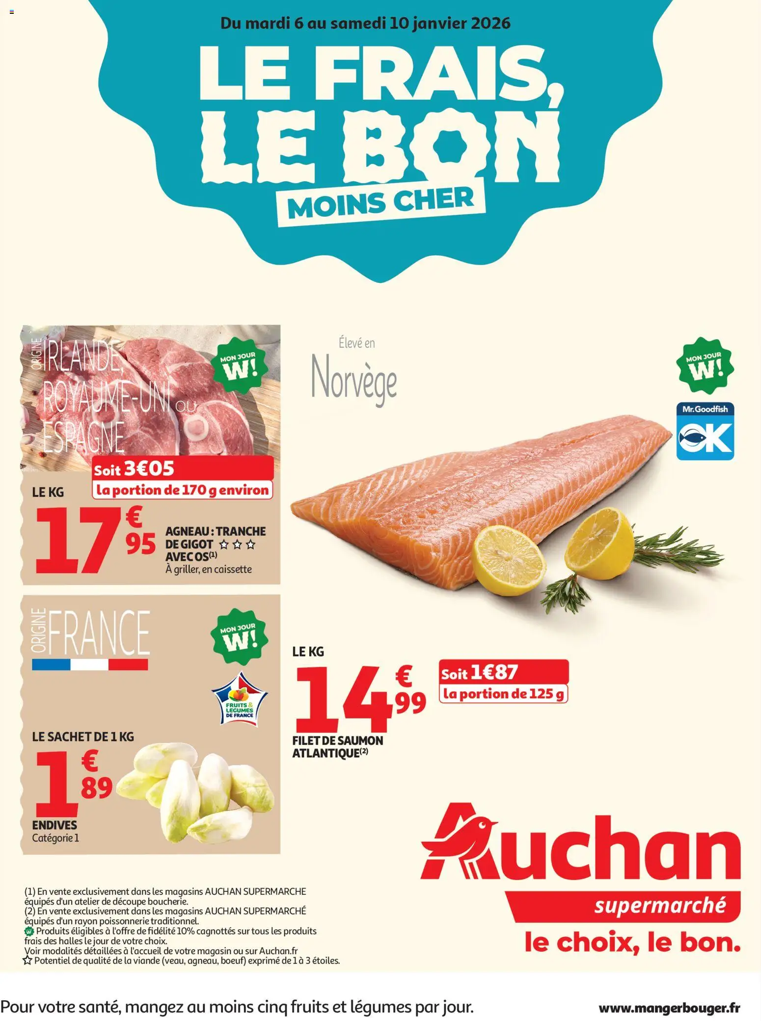 {H1} | Page: 1 | Produits: Agneau, Endives, Viande, Saumon