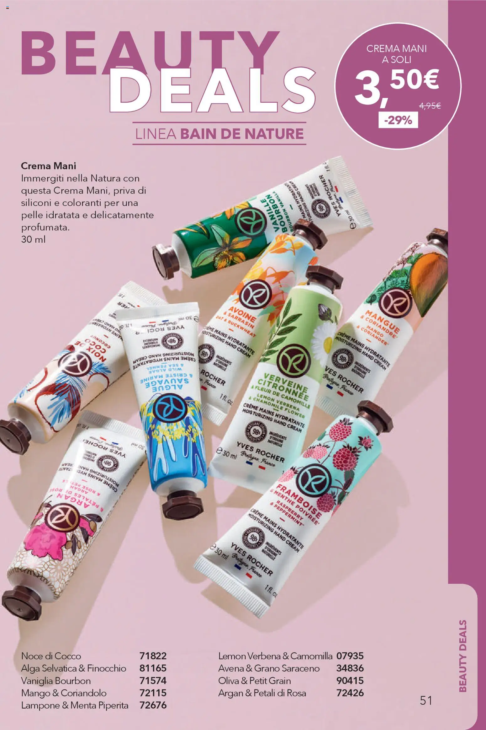 Volantino Yves Rocher del 16.12.2025 | Pagina: 51 | Prodotti: Bourbon, Lampone, Cocco, Menta