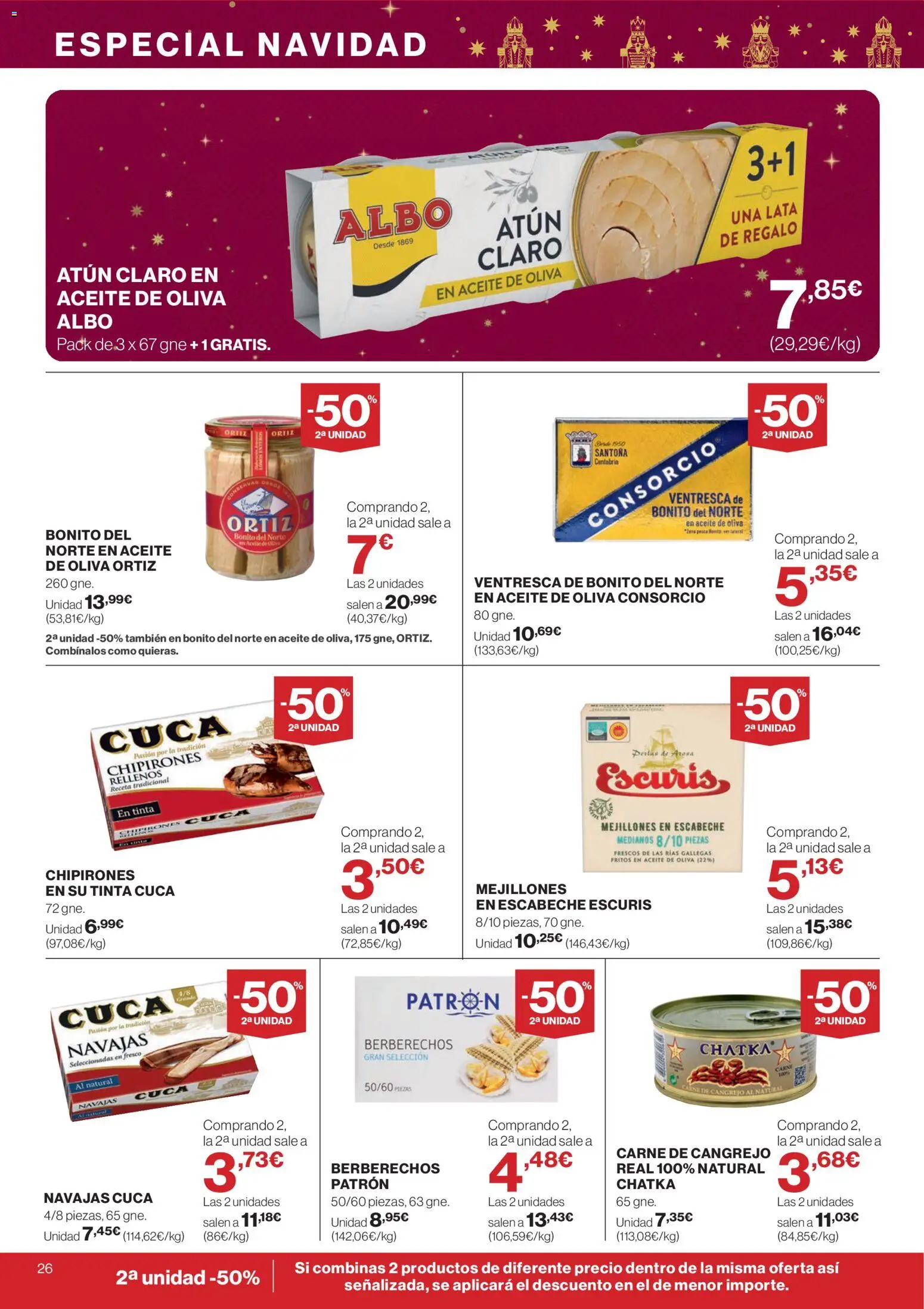 Supercor Canarias │ válido desde el 18.12.2025 | Página: 26 | Productos: Berberechos, Aceite, Aceite de oliva, Atún claro