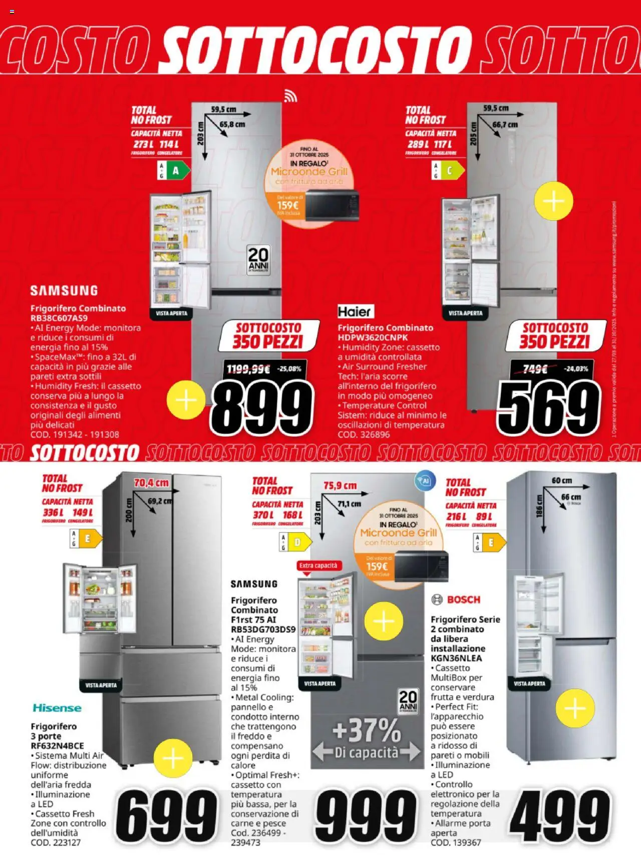 Volantino Media World del 03.10.2025 | Pagina: 27 | Prodotti: Pesce, Frutta, Congelatore, Frigorifero combinato