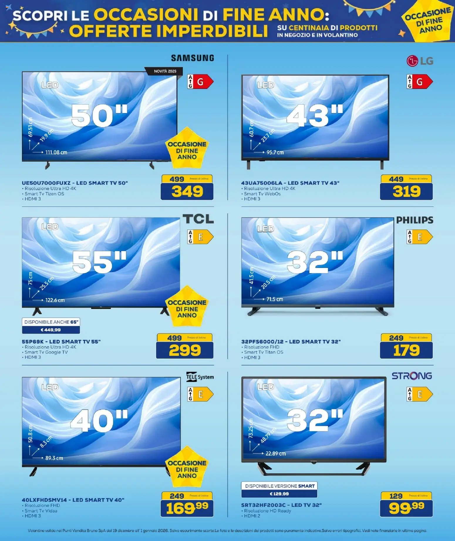 Volantino BRUNO del 19.12.2025 | Pagina: 20 | Prodotti: smart TV, TV, Samsung