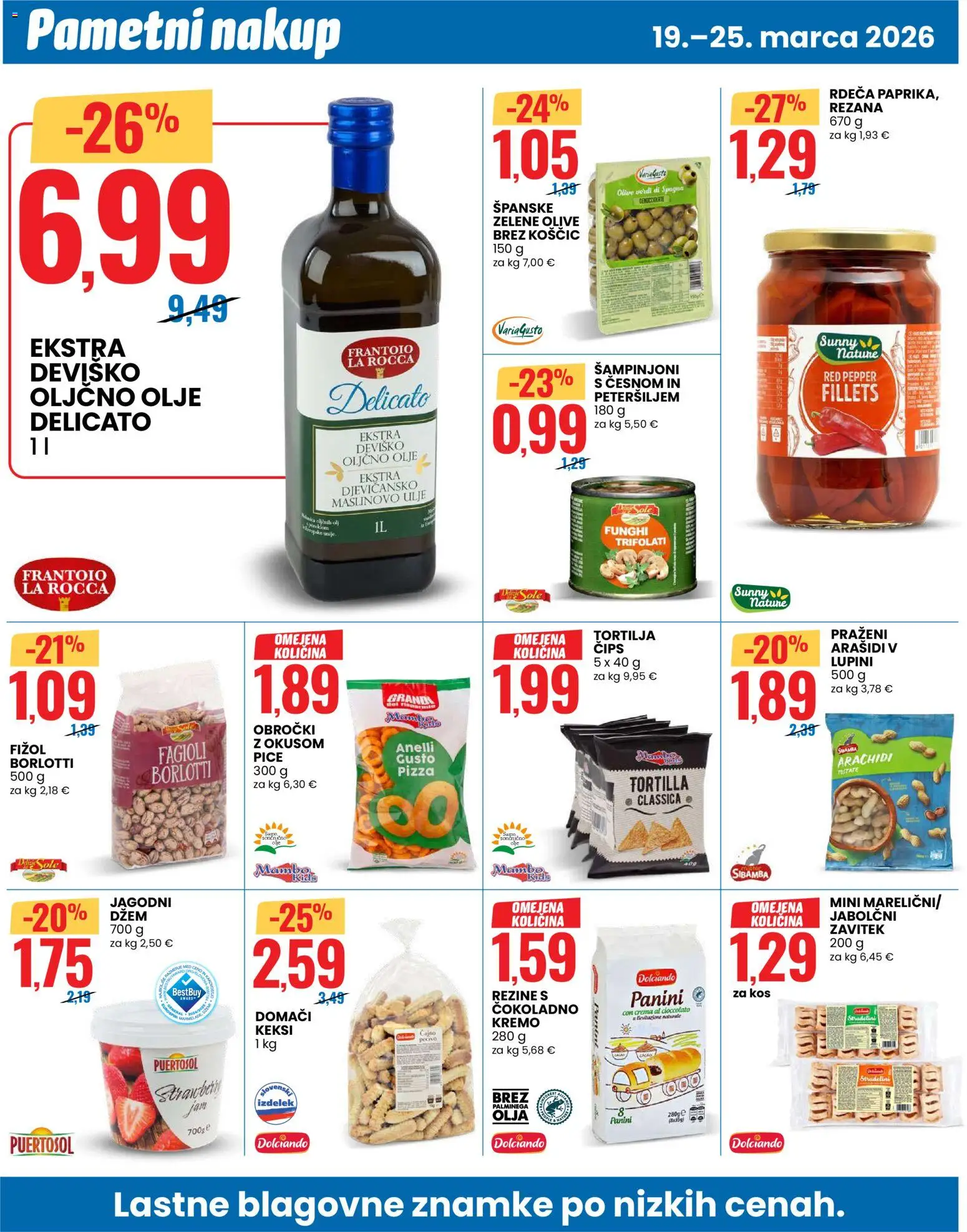 Novi Eurospin katalog ponudbe – veljaven od 19.03.2026 | Stran: 8 | Izdelki: Keksi, Arašidi, Džem, Olive