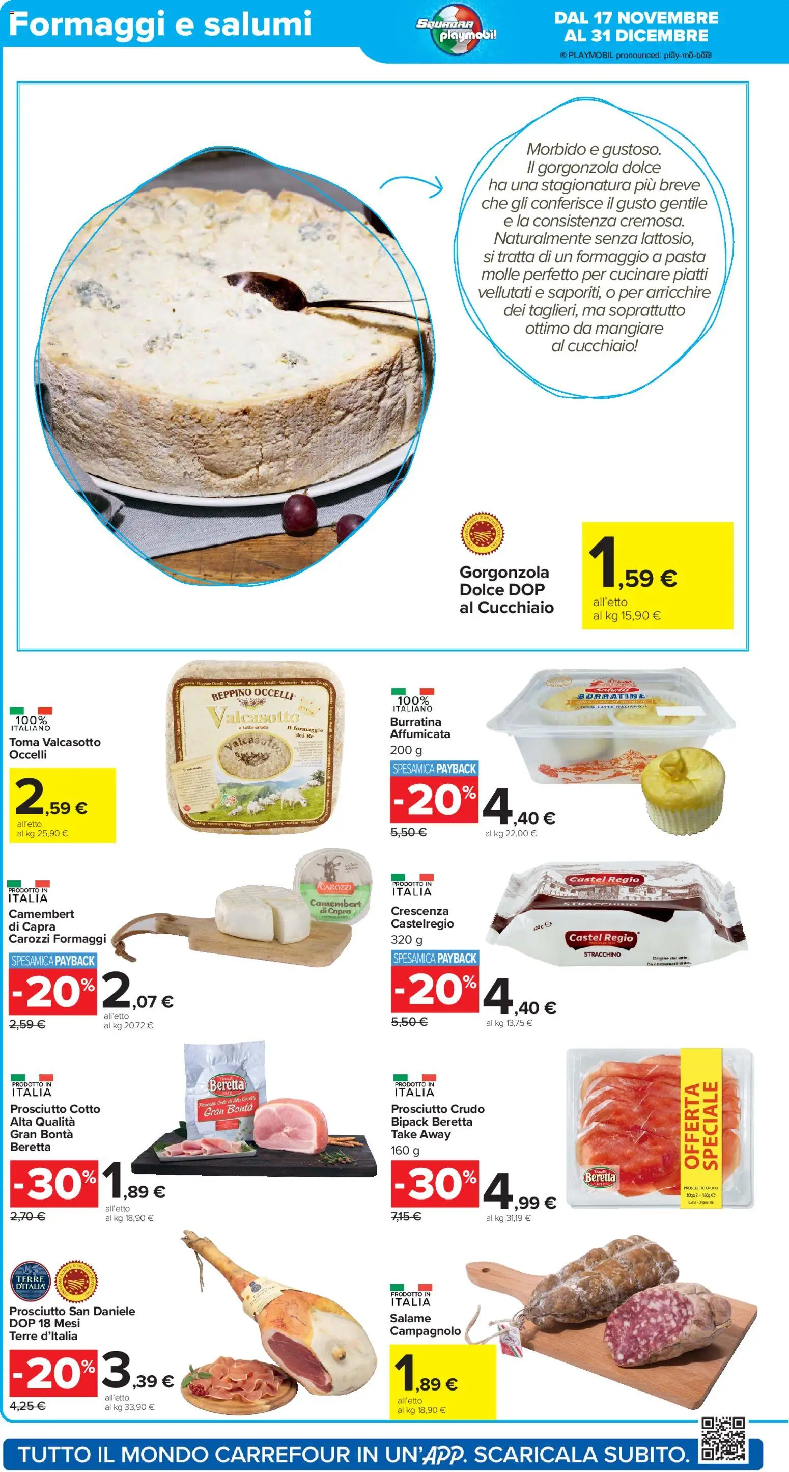 Volantino Carrefour del 17.11.2025 | Pagina: 8 | Prodotti: Prosciutto Crudo, Latte, Pasta, Crescenza