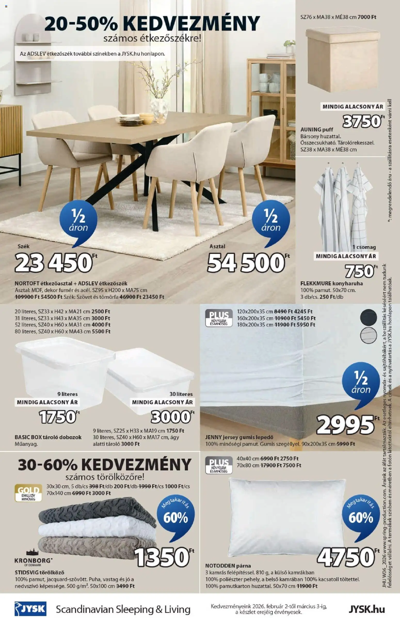JYSK akciós ujság - amely érvényes a következő dátumtól: 02.02.2026 | Oldal: 16 | Termékek: Törölköző, Ágy, Párna, Szék