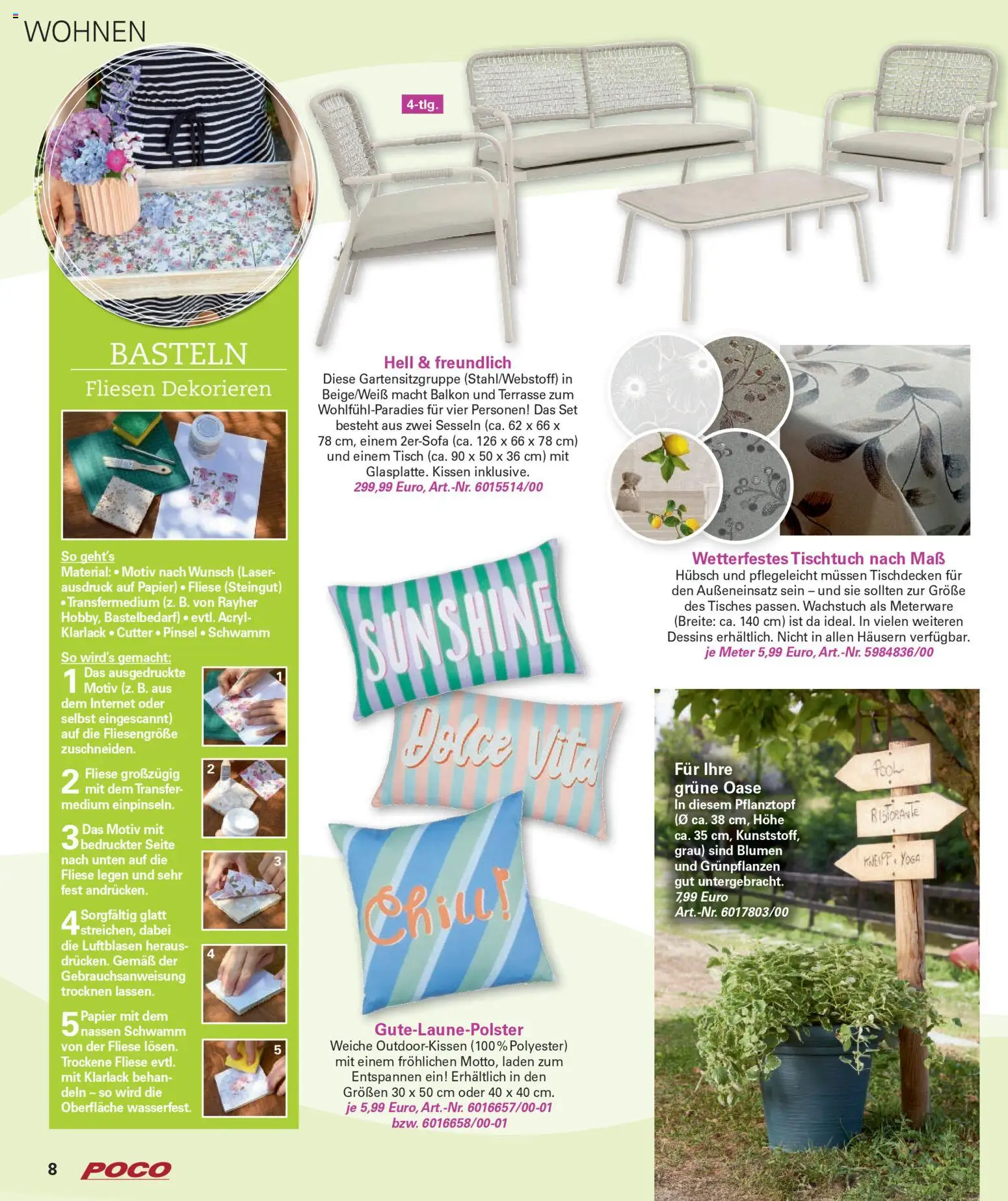 Poco Prospekt Wohnwelt Frühling 2026 – gültig ab 16.02.2026 | Seite: 8 | Produkte: Ristorante, Kissen, Tisch, Blumen