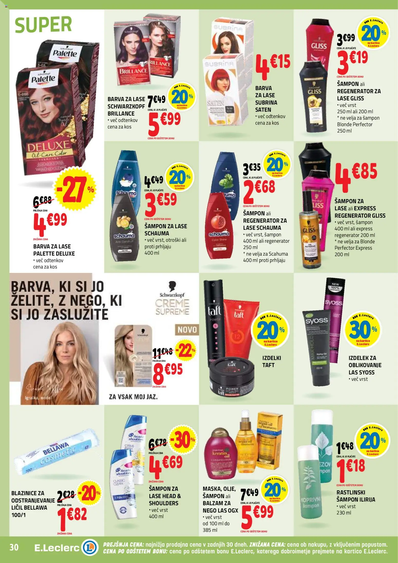 Novi E.leclerc katalog ponudbe – veljaven od 12.11.2025 | Stran: 30 | Izdelki: Kos, Sampon, Barva za lase, Barva