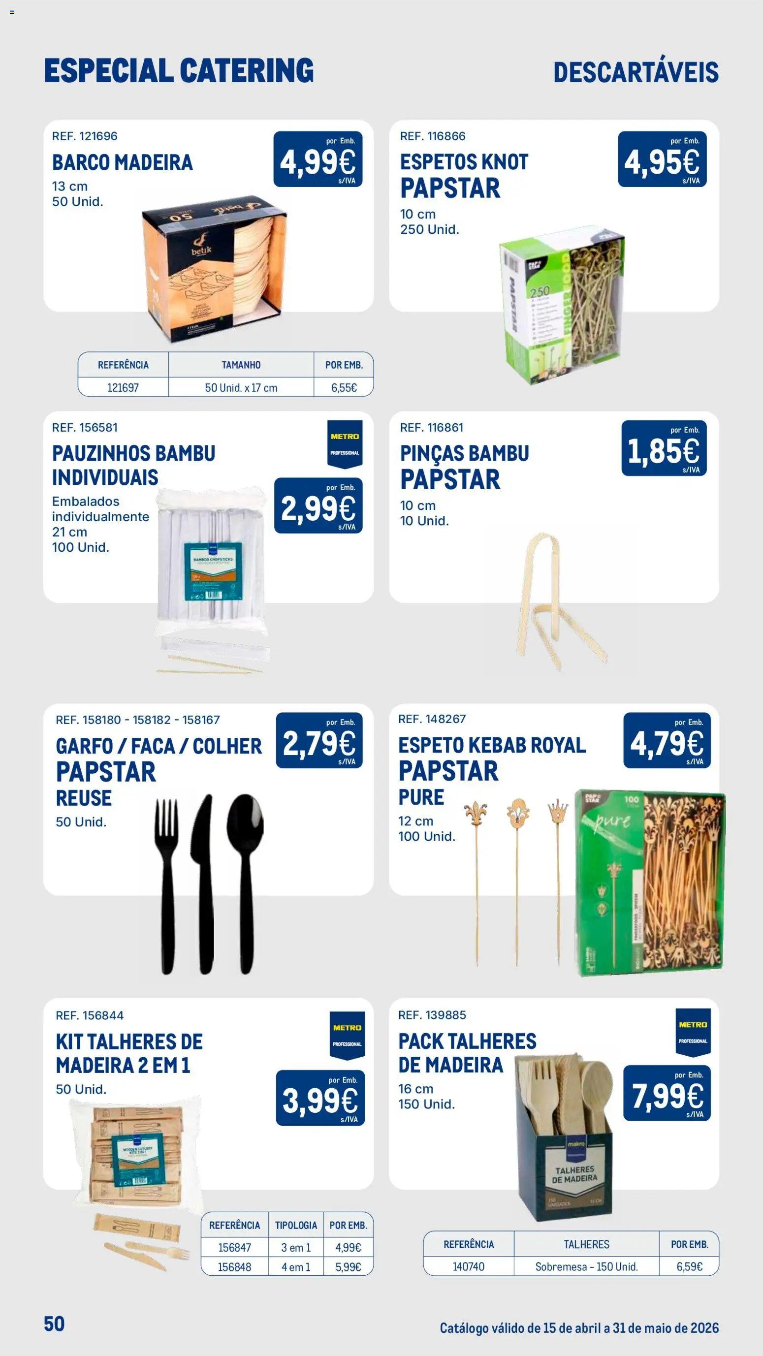 Makro Especial Catering │ válido de 15.04.2026 | Página: 50 | Produtos: Faca, Talheres