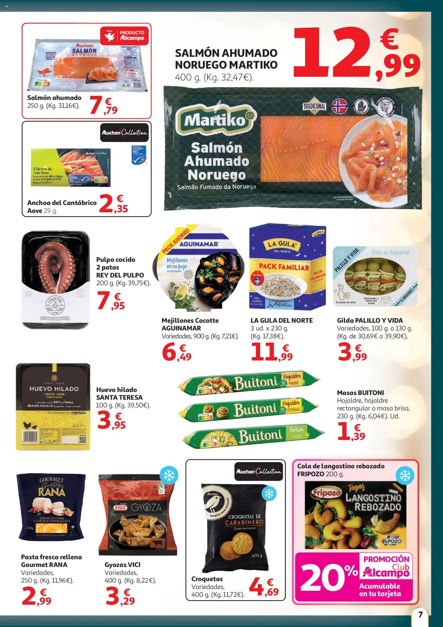Alcampo - Nacional SST │ válido desde el 11.12.2025 | Página: 7 | Productos: Huevos, Jugo, Salmón ahumado, Langostino