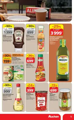 Auchan akciós újság - amely érvényes a következő dátumtól: 16.04.2026 | Oldal: 9 | Termékek: Ecet, Fűszerkeverék, Jalapeno, Olívaolaj