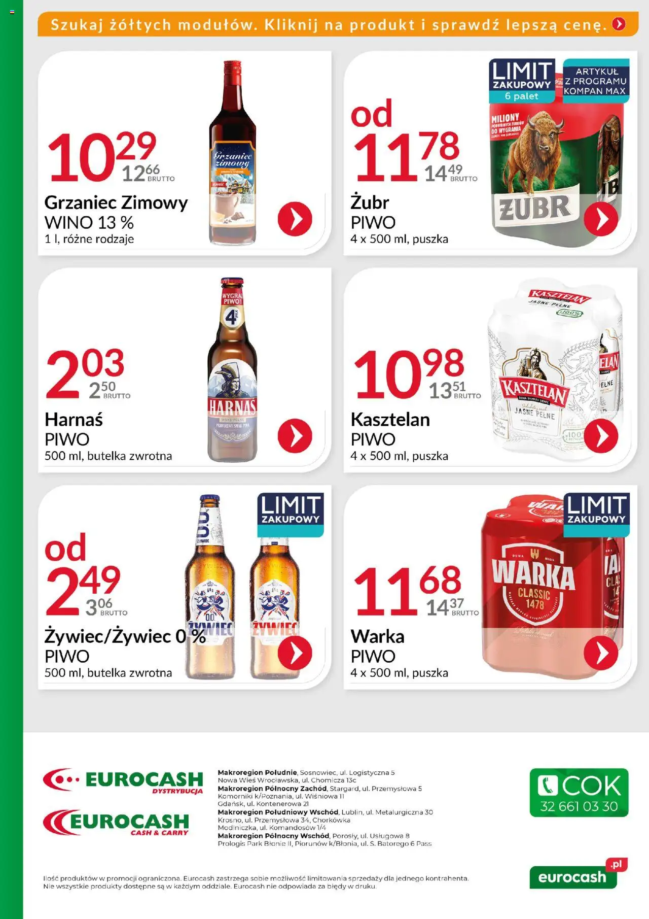 Eurocash Gazetka - Ofensywa Cenowa Alkoholowa od 16.10.2025 | Strona: 4 | Produkty: Warka, Harnaś, Wino, Piwo