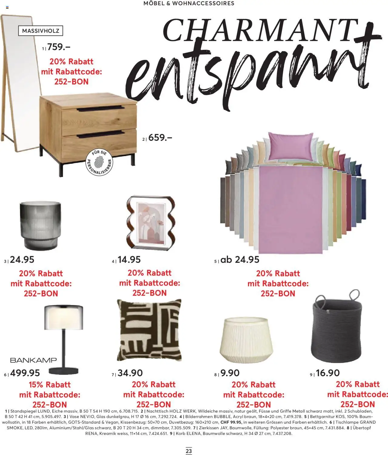Livique Prospekt – gültig ab 24.09.2025 | Seite: 23 | Produkte: Nachttisch, Standspiegel, Korb, Vase