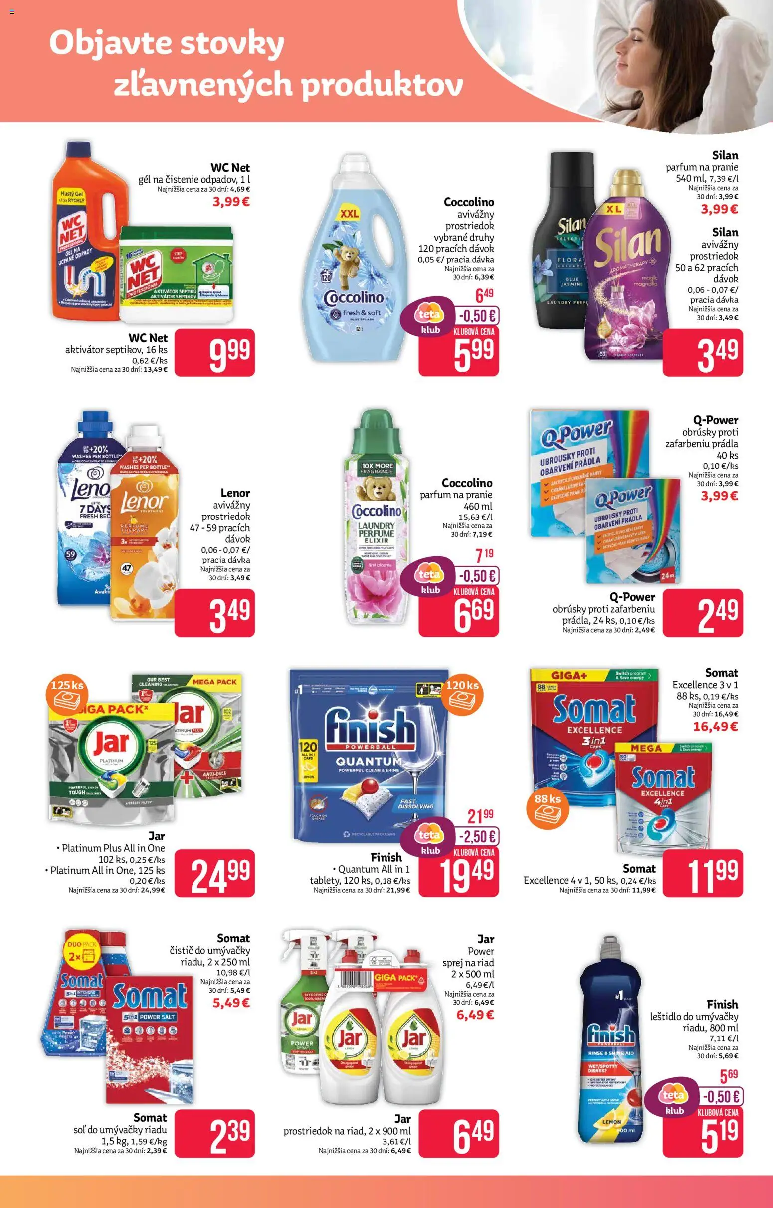 Nové Teta drogerie akcie – leták je platný od 02.02.2026 | Strana: 15 | Produkty: WC NET, Soľ, Flora, Jar