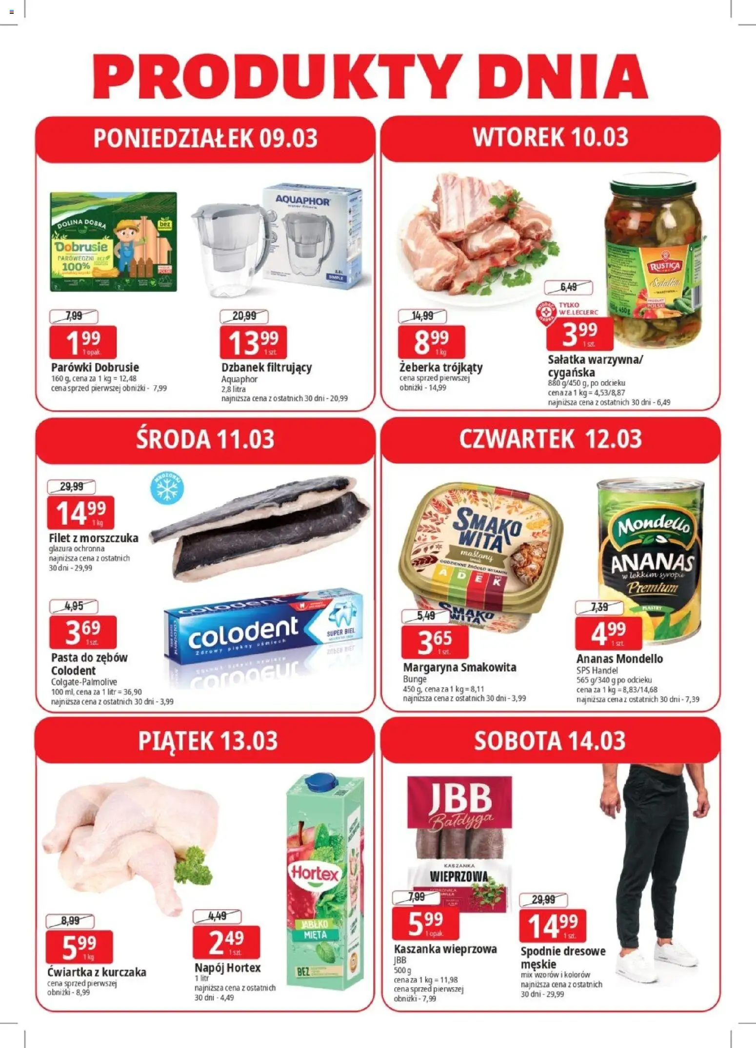 E.Leclerc gazetka - Elbląg od 09.03.2026 | Strona: 4 | Produkty: Dzbanek, Parówki, Kaszanka, Mięta
