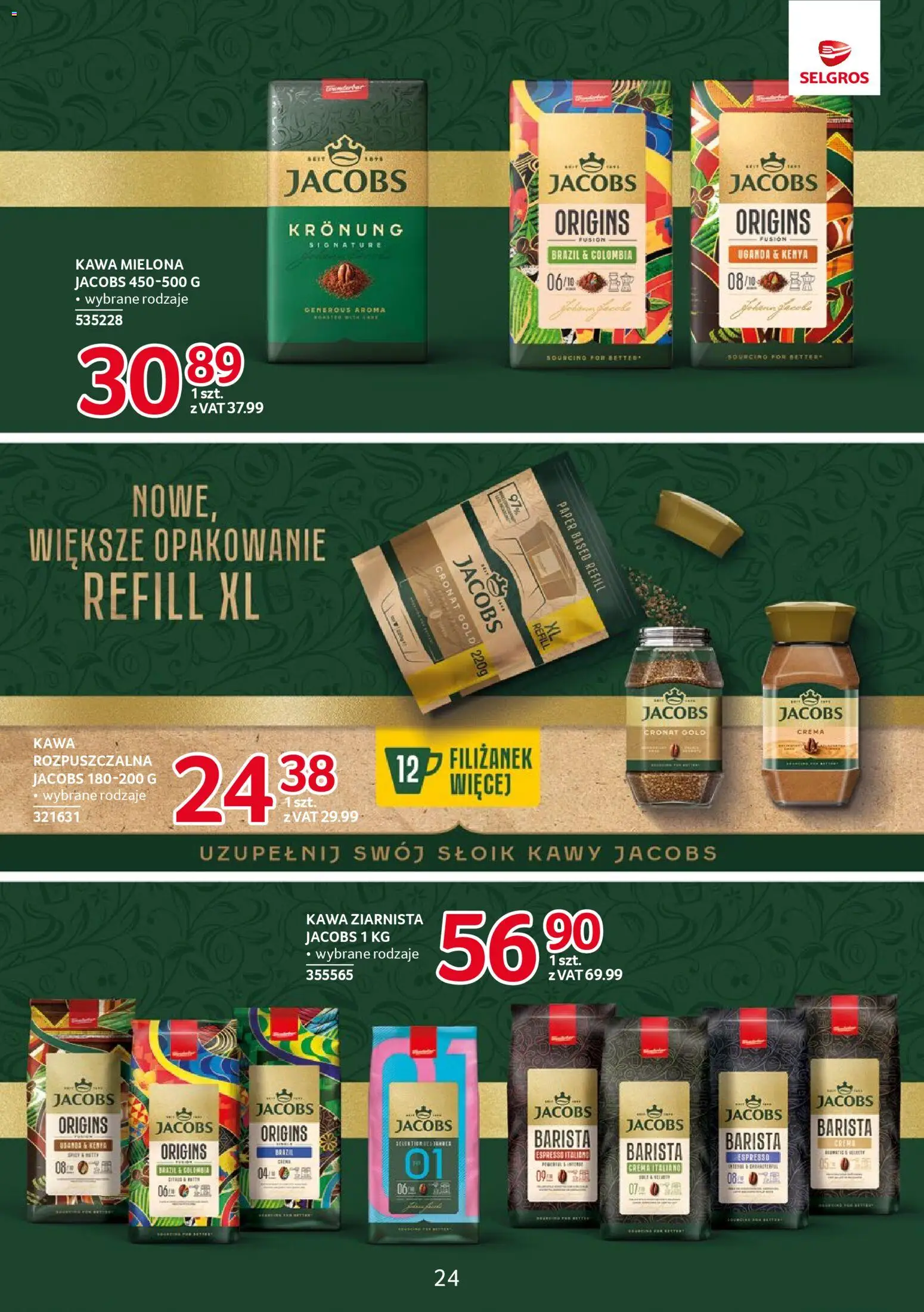 Selgros cash&carry gazetka - Markowe produkty od 26.03.2026 | Strona: 24 | Produkty: Kawa ziarnista, Kawa rozpuszczalna, Por, Kawa
