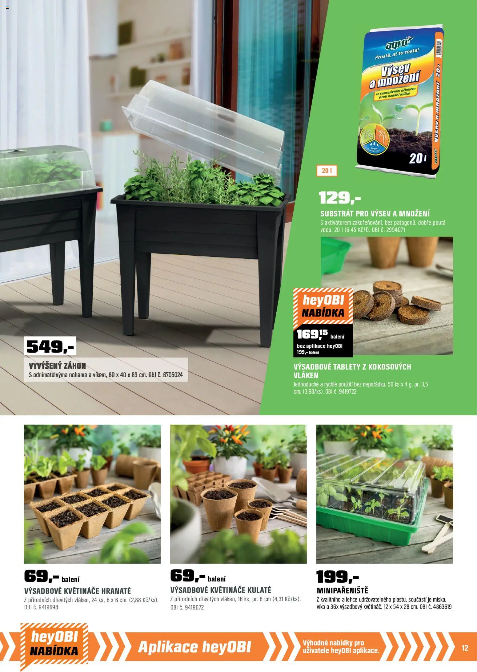OBI leták od 01.02.2026 | Strana: 13 | Produkty: Minipařeniště, Květináče, Substrát, Vyvýšený záhon
