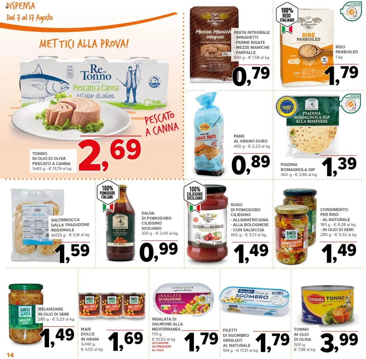 Volantino Todis del 07.08.2025 | Pagina: 14 | Prodotti: Salsa, Tonno, Sugo, Sgombro