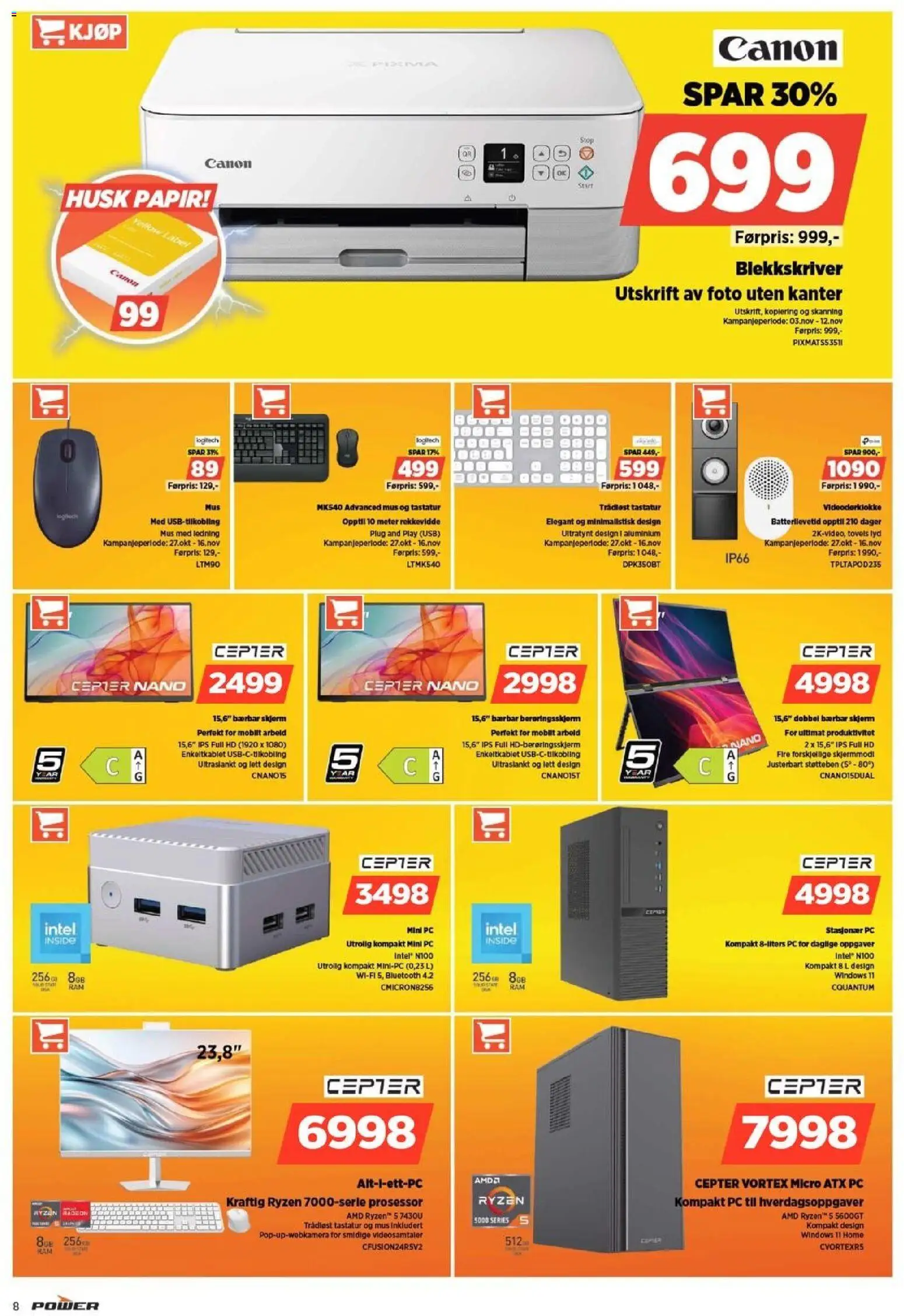 {H1} | Side: 8 | Produkter: Ledning, Tastatur, Lyd, Суміш дитяча