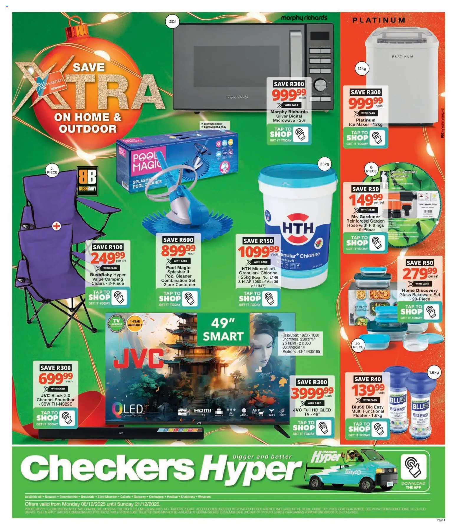 New Checkers catalogue – valid from 08.12.2025 | Page: 1 | Products: USB, Microwave, Soundbar, Garden hose