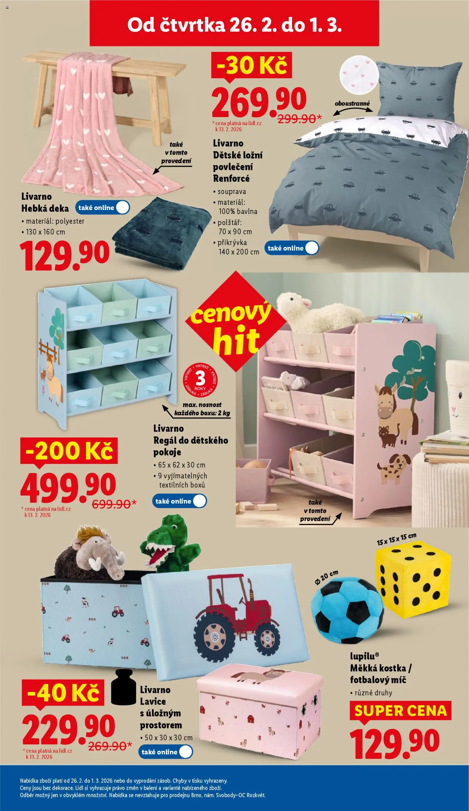 Lidl leták - Spotřební zboží od 23.02.2026 | Strana: 23 | Produkty: Ložní povlečení, Deka, Fotbalový míč, Regál