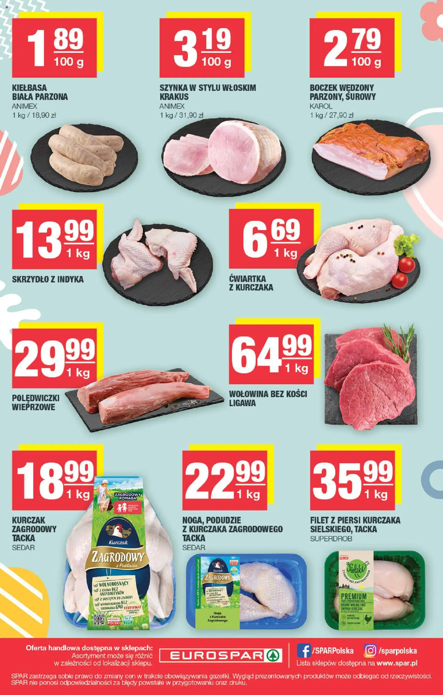 Spar gazetka - Eurospar od 30.03.2026 | Strona: 8 | Produkty: Szynka, Boczek wędzony, Filet z piersi kurczaka, Wołowina