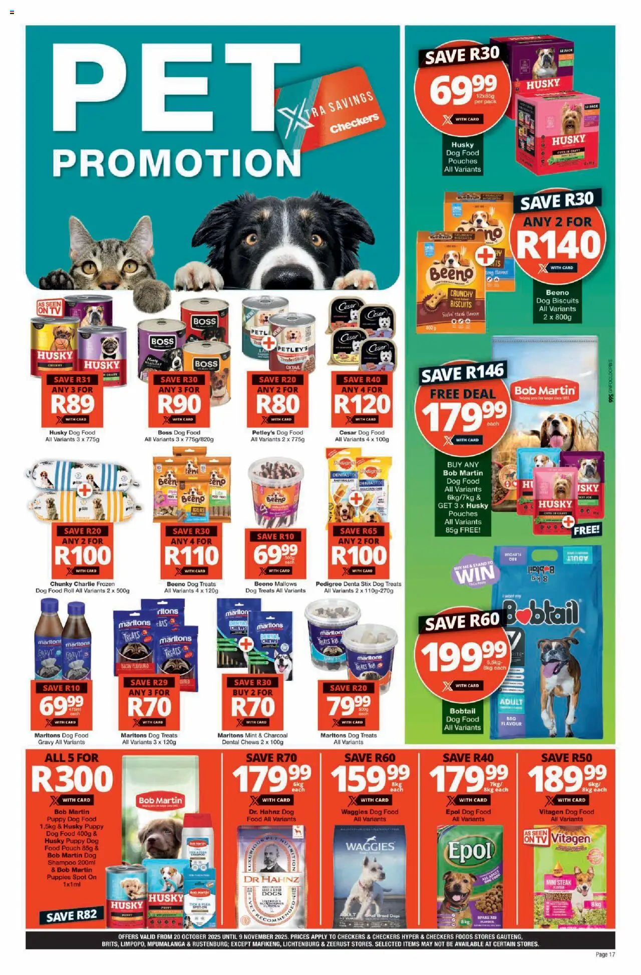 New Checkers catalogue – valid from 20.10.2025 | Page: 17 | Products: Steak, Biscuits, Shampoo, Dog biscuits