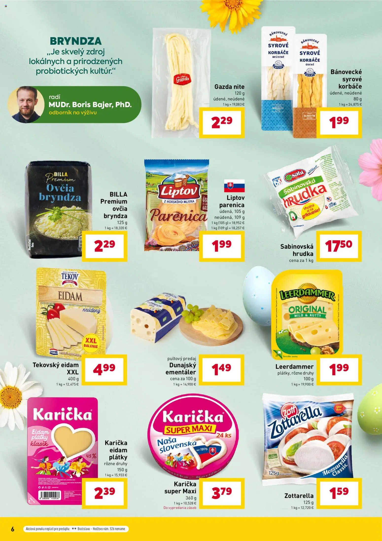 Nové Billa akcie – leták je platný od 11.03.2026 | Strana: 6 | Produkty: Eidam, Mozzarella, Bryndza