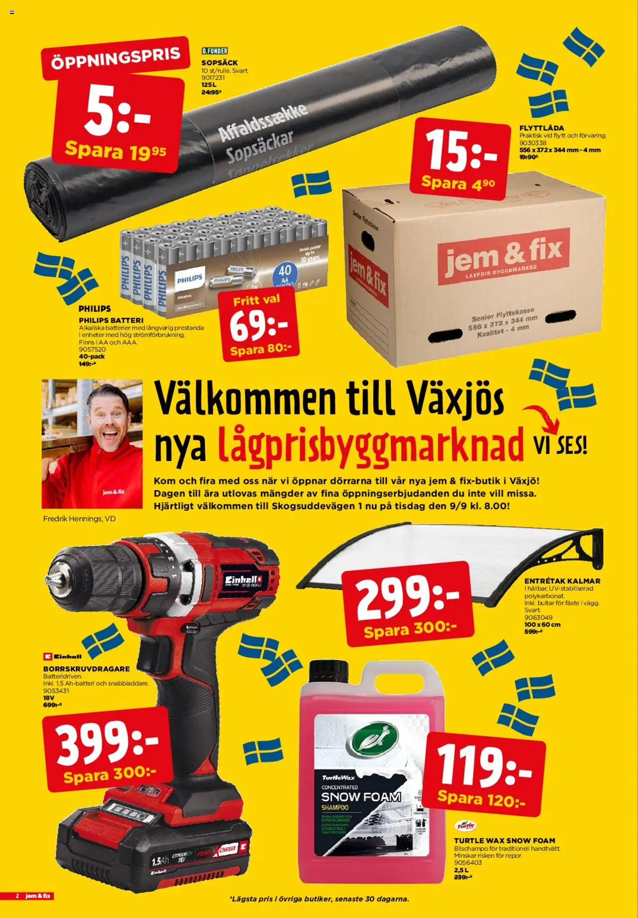 Jem & Fix reklamblad aktuell från 09.09.2025 | Sida: 2 | Produkter: Batterier, Batteri, Flyttlåda