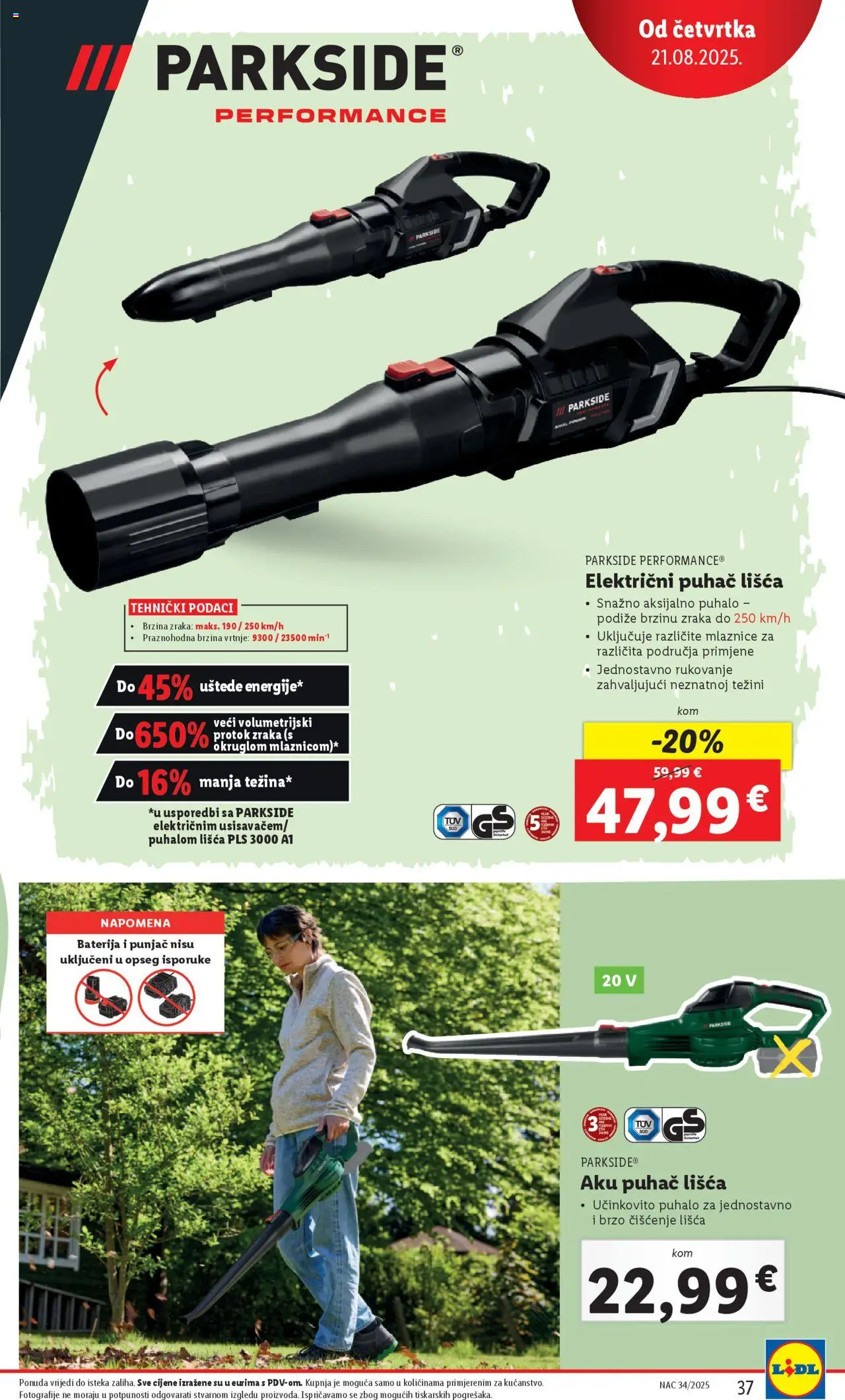 Lidl katalog | vrijedi od 18.08.2025 | Stranica: 37 | Proizvodi: Baterija, Parkside