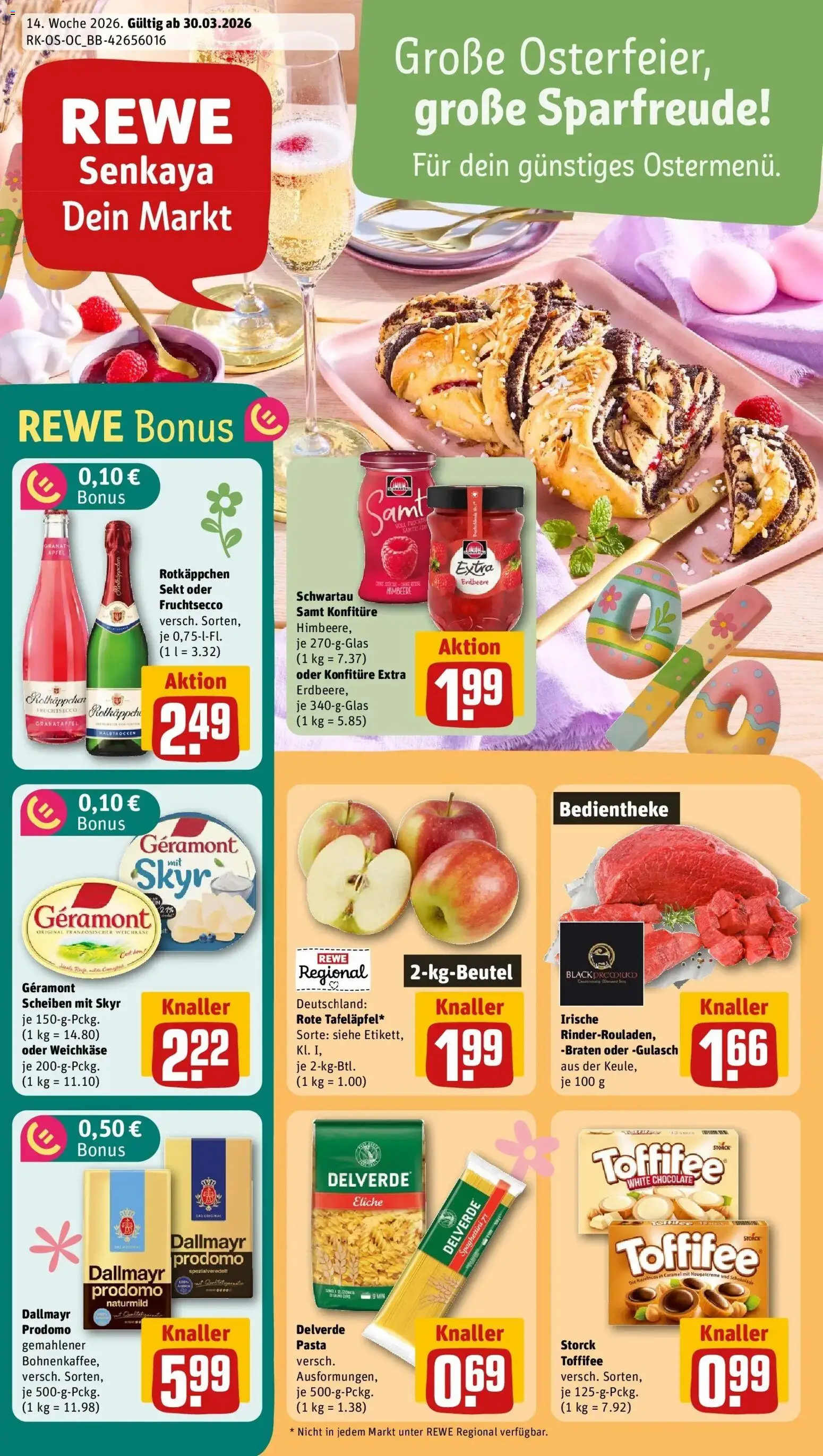 Rewe Prospekt Berlin / Moabit	 – gültig ab 30.03.2026 | Seite: 1 | Produkte: Rotkappchen sekt, Fruchtsecco, Toffifee, Himbeere