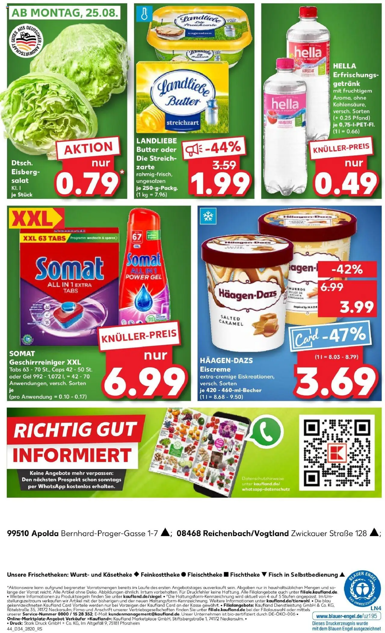 Kaufland prospekt Apolda	 - gültig ab dem 21.08.2025 | Seite: 44 | Produkte: Butter, Eiscreme, Hella, Wurst