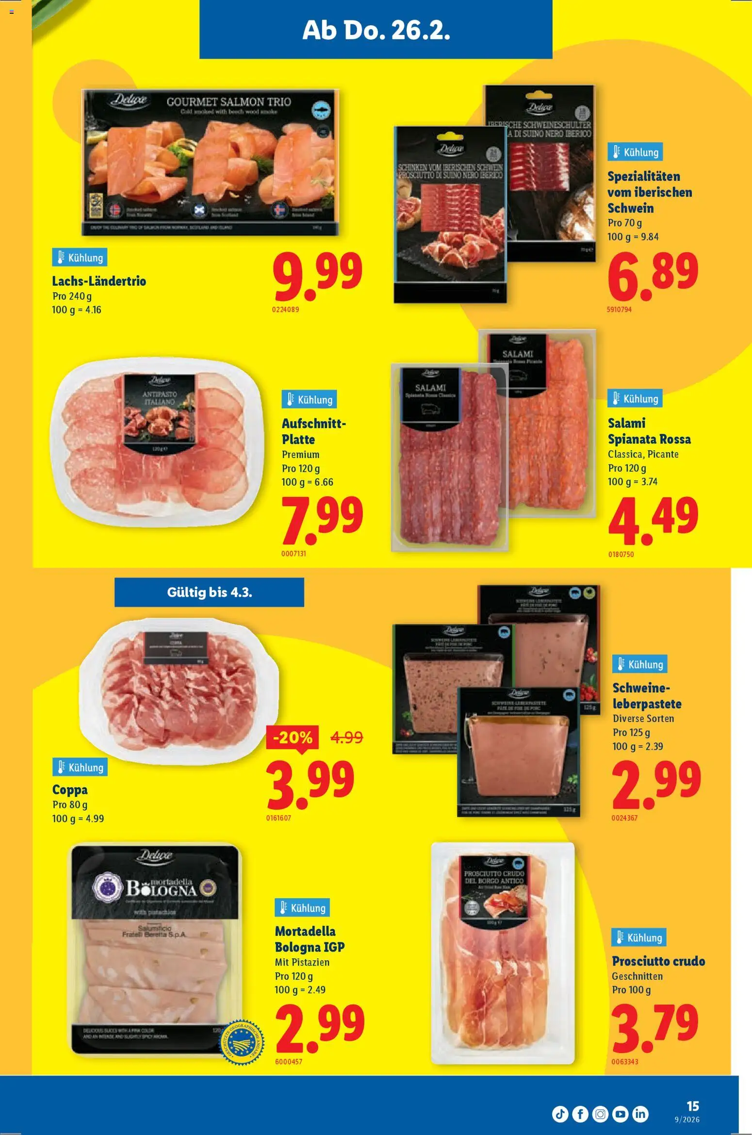 Lidl Aktionen – gültig ab 26.02.2026 | Seite: 15 | Produkte: Salami, Schinken