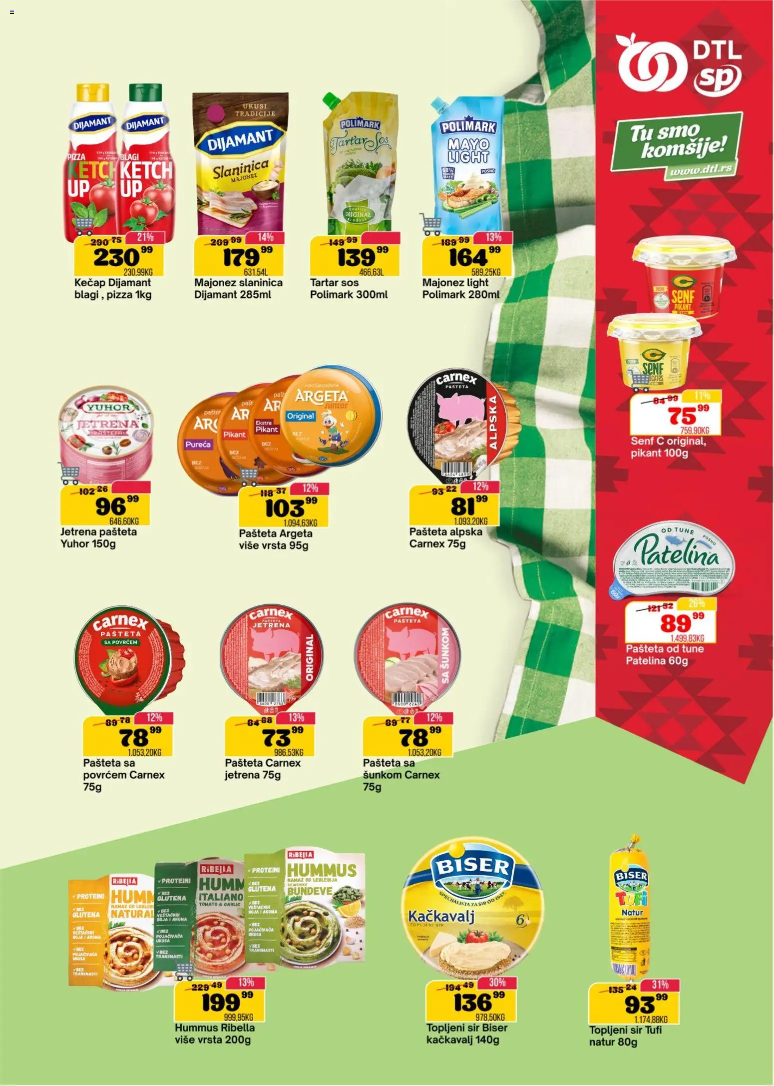 Senta Promet katalog - važi od 11.03.2026 | Strana: 7 | Proizvode: Kečap, Senf, Kačkavalj, Topljeni sir