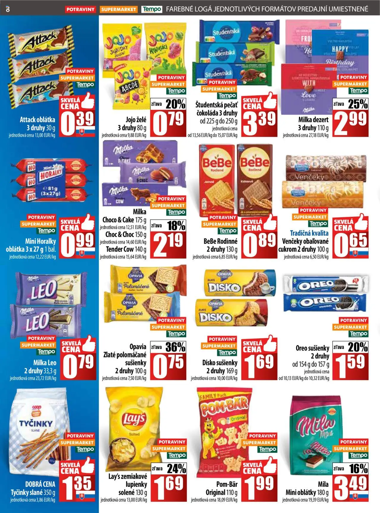 Nové COOP Jednota akcie – leták je platný od 25.09.2025 | Strana: 8 | Produkty: Čokoláda, Mila, Milka, Horálky