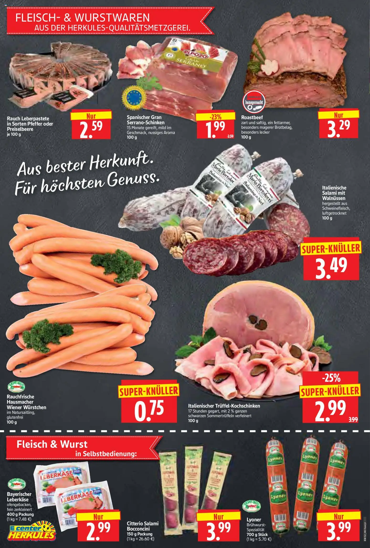 HERKULES Prospekt 	 – gültig ab 22.12.2025 | Seite: 4 | Produkte: Pfeffer, Wurst, Salami, Leberkase