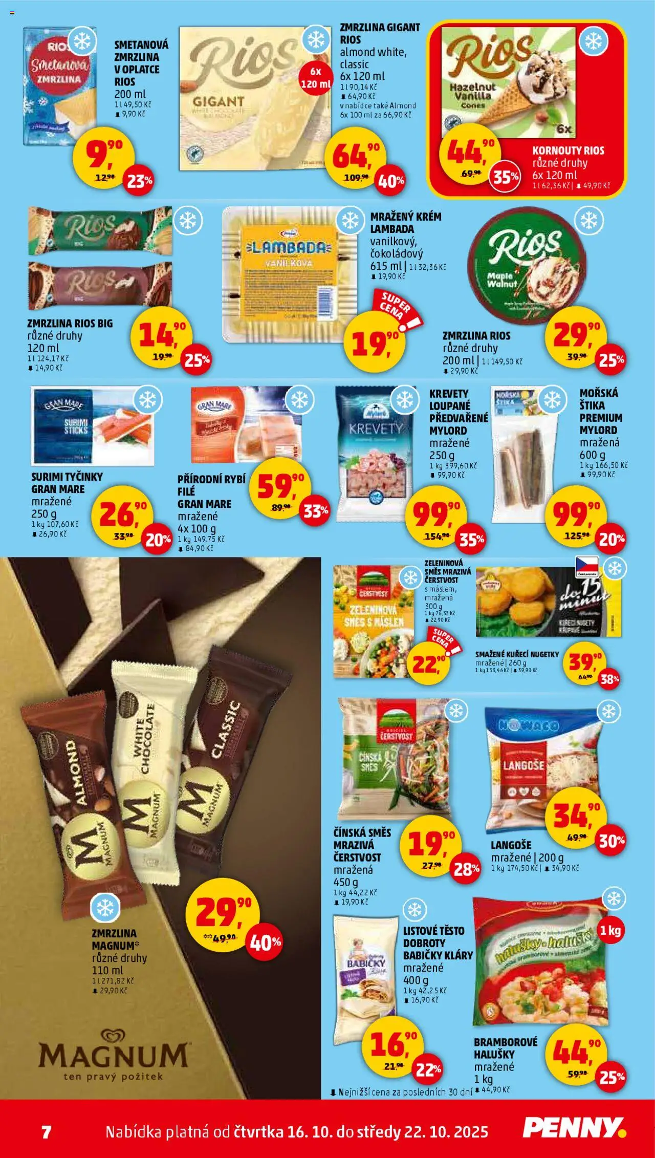 Penny Market leták - Čtvrtečník od 16.10.2025 | Strana: 7 | Produkty: Listové těsto, Magnum, Krevety, Těsto