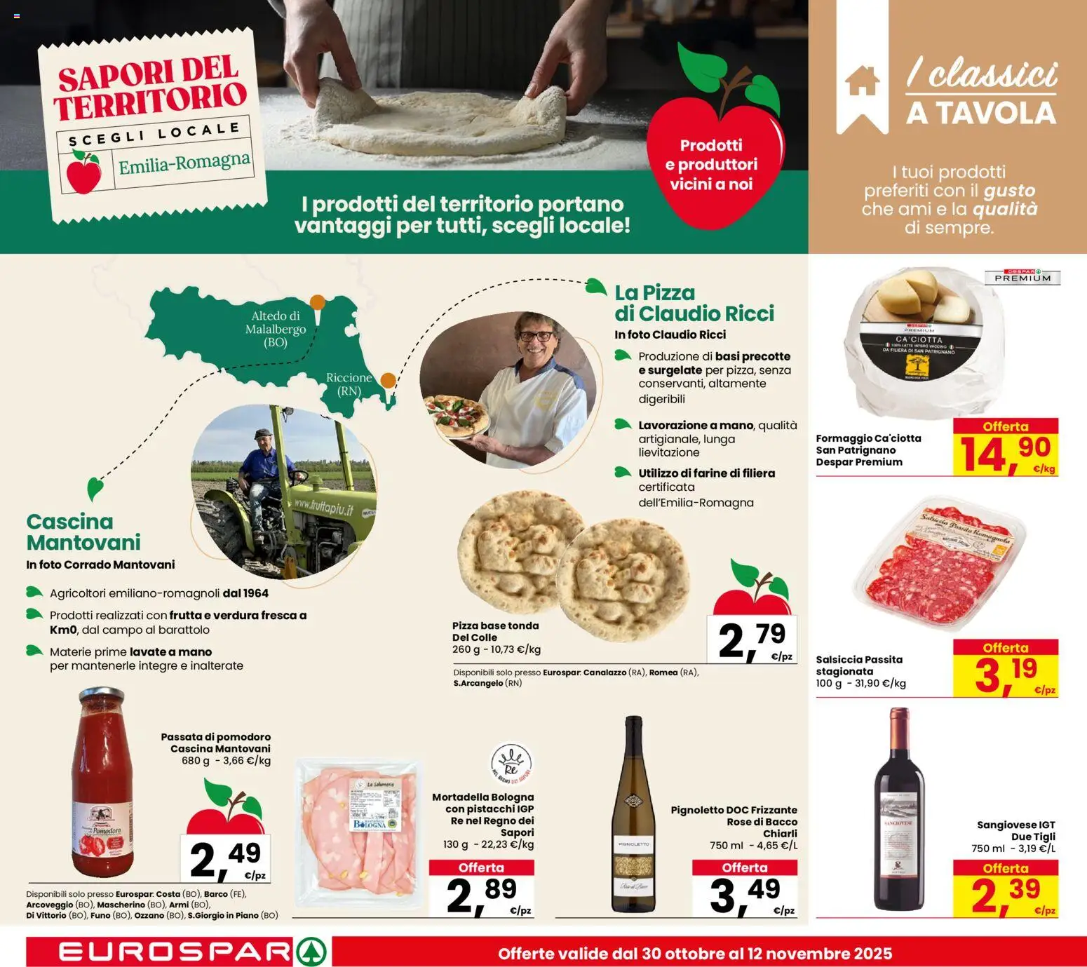 Volantino Eurospar del 30.10.2025 | Pagina: 10 | Prodotti: Pizza, Formaggio, Passata di pomodoro, Mortadella