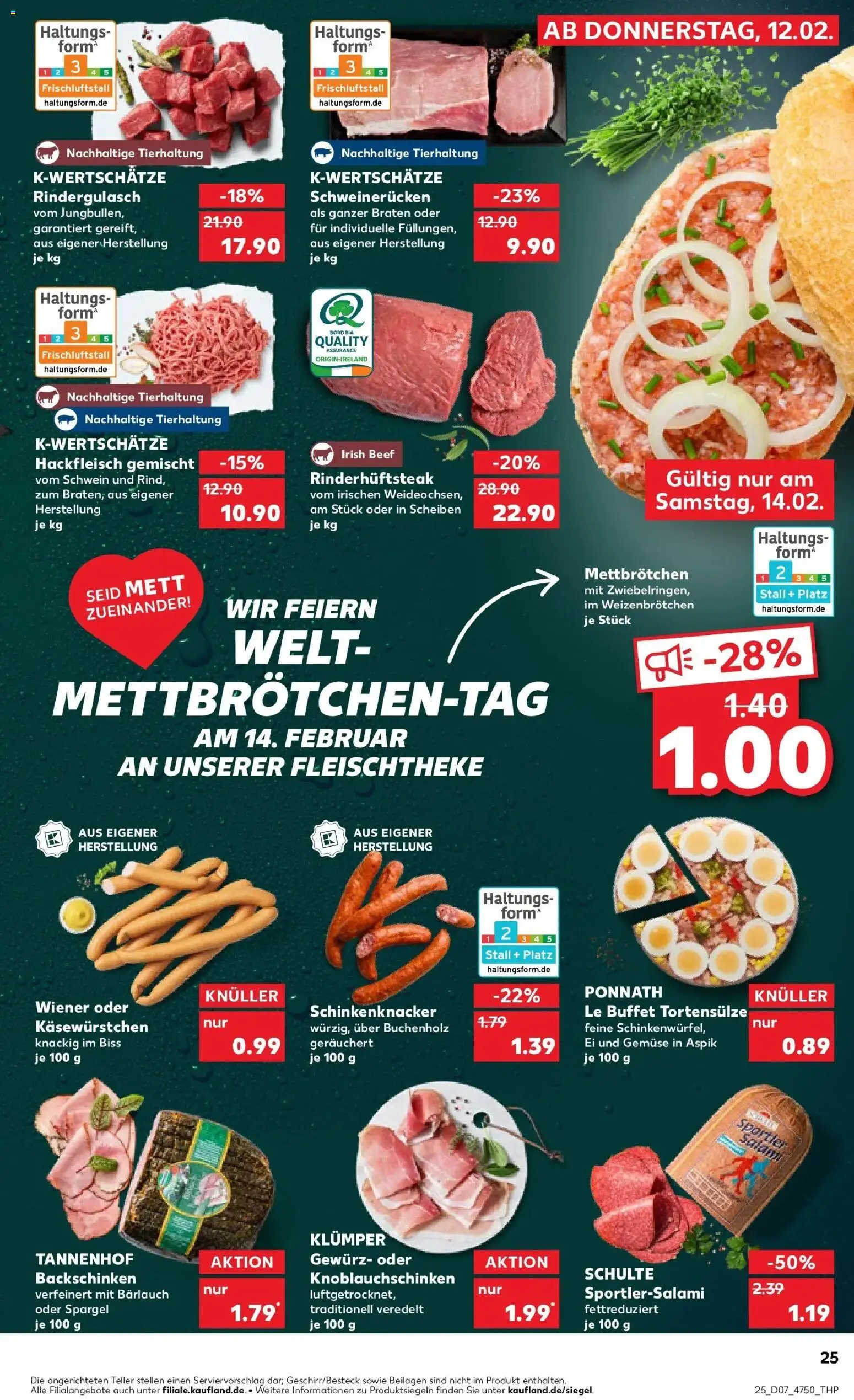 Kaufland prospekt Amberg	 – gültig ab 16.02.2026 | Seite: 25 | Produkte: Rindergulasch, Schweinerucken, Salami, Steak