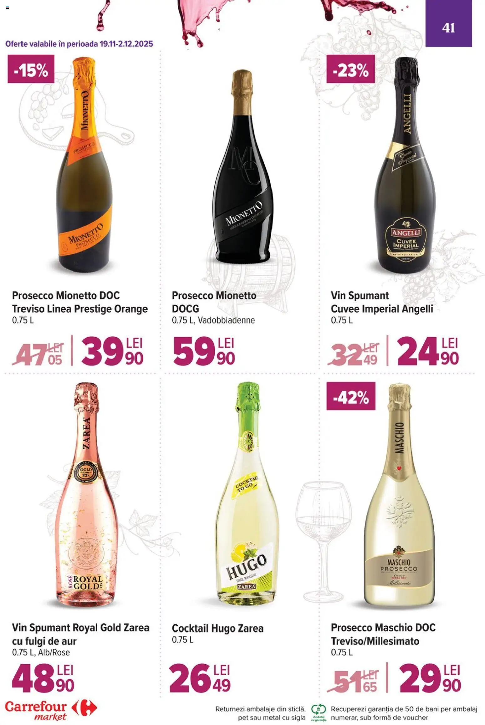 Noul catalog Carrefour – valabil de la 26.11.2025 | Pagină: 41 | Produse: Prosecco, Vin, Cocktail, Fulgi
