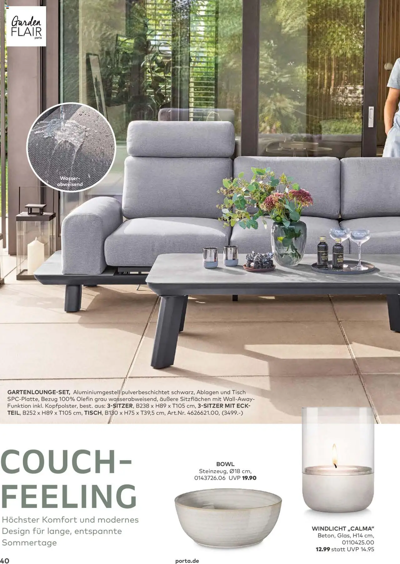 Porta! - Outdoor - Gartenmöbelkatalog 2025 - gültig ab dem 02.03.2025 | Seite: 40 | Produkte: Couch, Tisch, Wasser