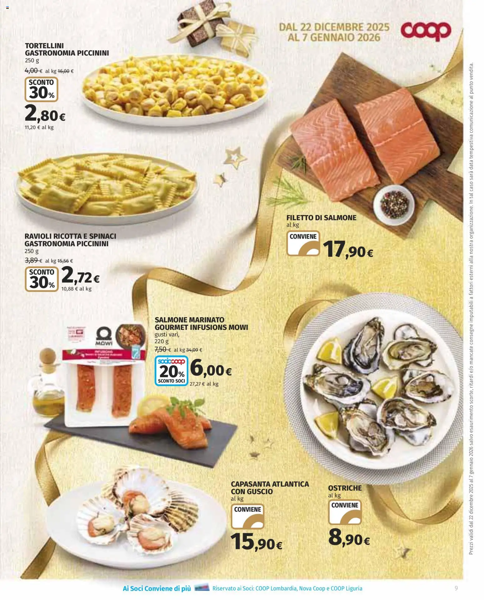 Volantino COOP del 22.12.2025 | Pagina: 9 | Prodotti: Salmone, Data, Ravioli, Ricotta