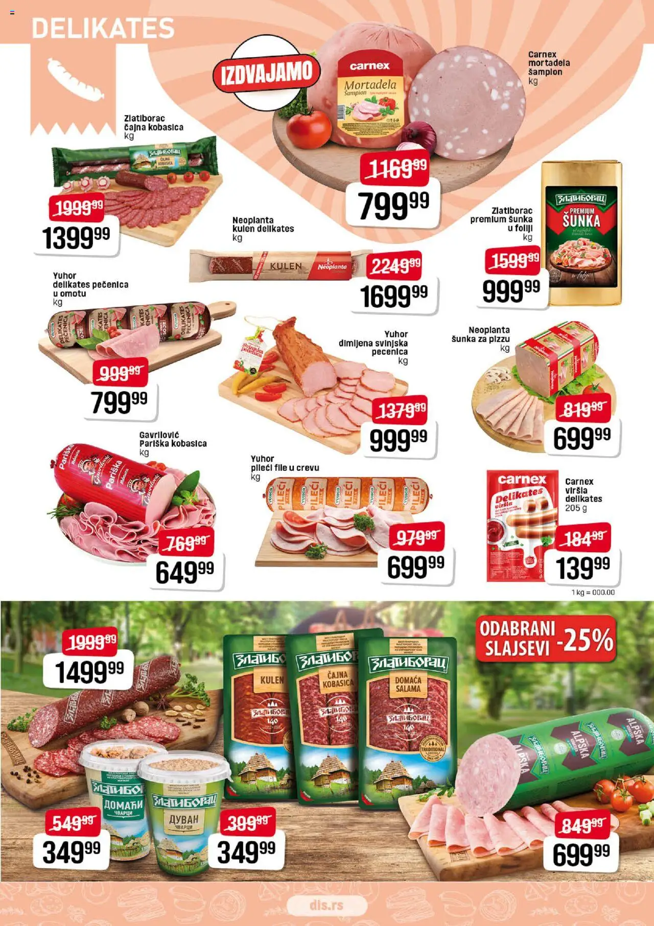 DIS katalog - važi od 03.07.2025 | Strana: 2 | Proizvode: Kulen, Mortadela, Šunka, Pečenica