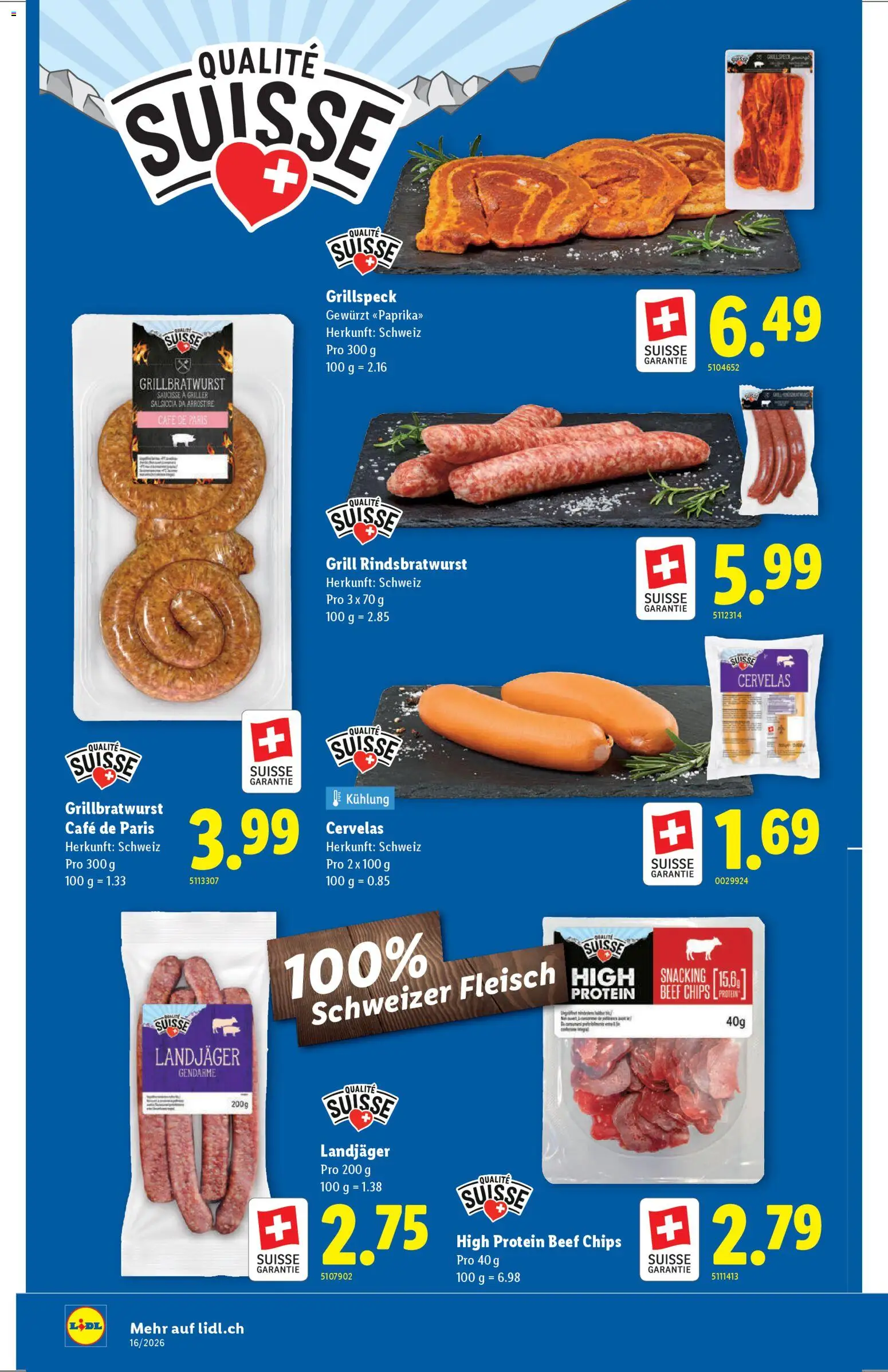 Lidl aktionen Qualité Suisse – gültig ab 16.04.2026 | Seite: 2 | Produkte: Chips, Griller, Grill