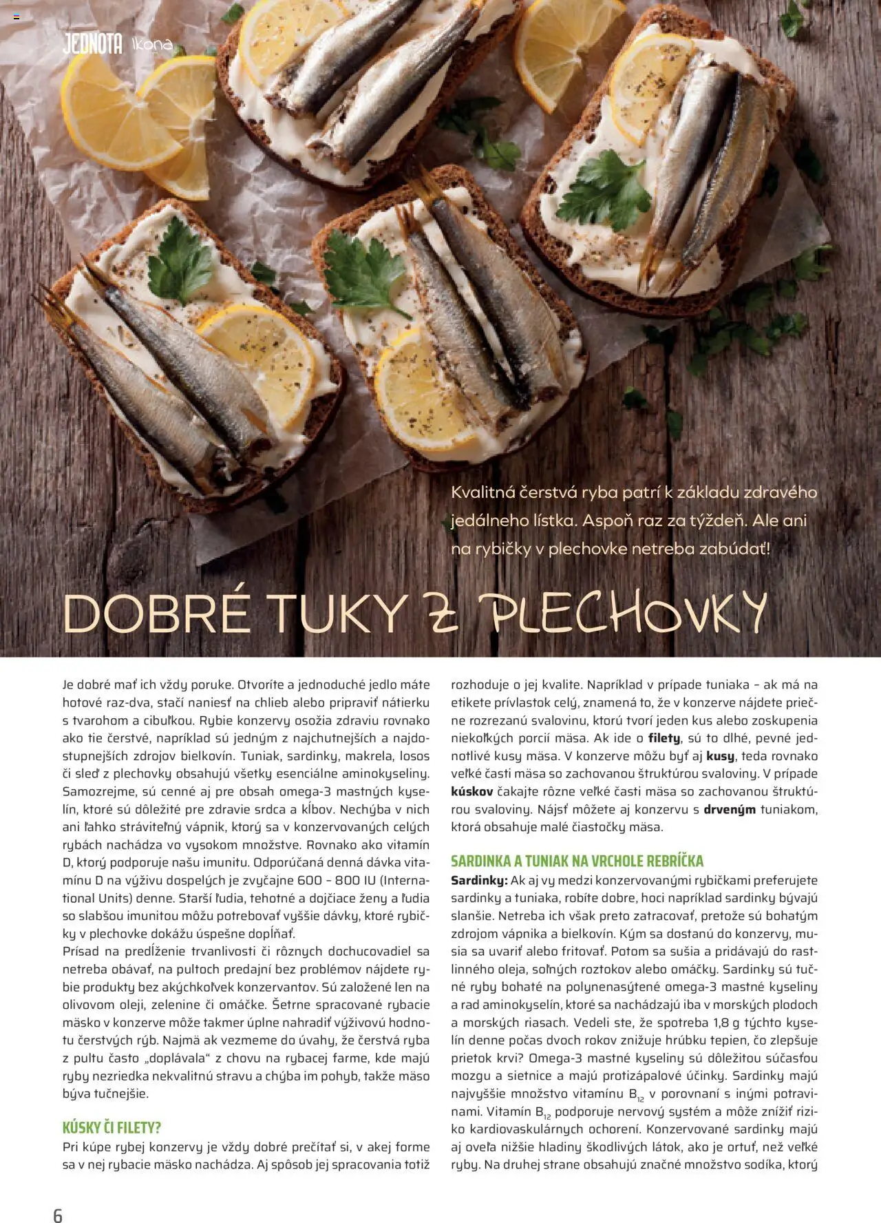 Nové COOP Jednota akcie – leták je platný od 01.10.2025 | Strana: 6 | Produkty: Tuniak, Sardinky, Ryby, Losos