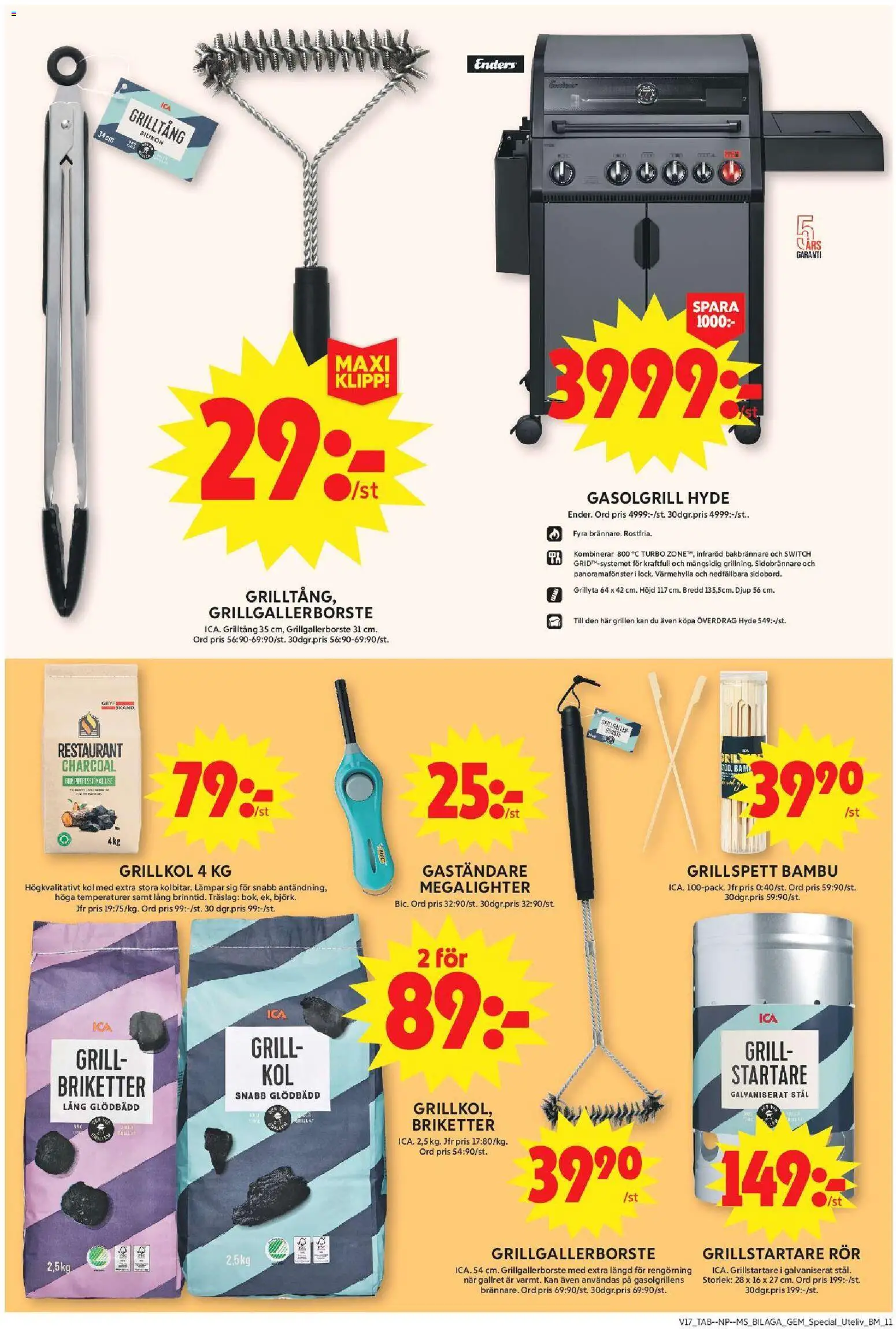 ICA Maxi reklamblad aktuell från 20.04.2026 | Sida: 29 | Produkter: Grill, Gasolgrill, Grillkol, Briketter