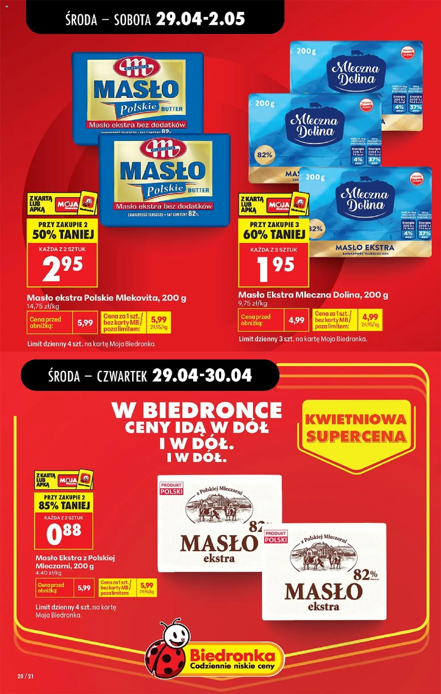 Biedronka gazetka od środy od 29.04.2026 | Strona: 22 | Produkty: Karta, Mleko, Masło