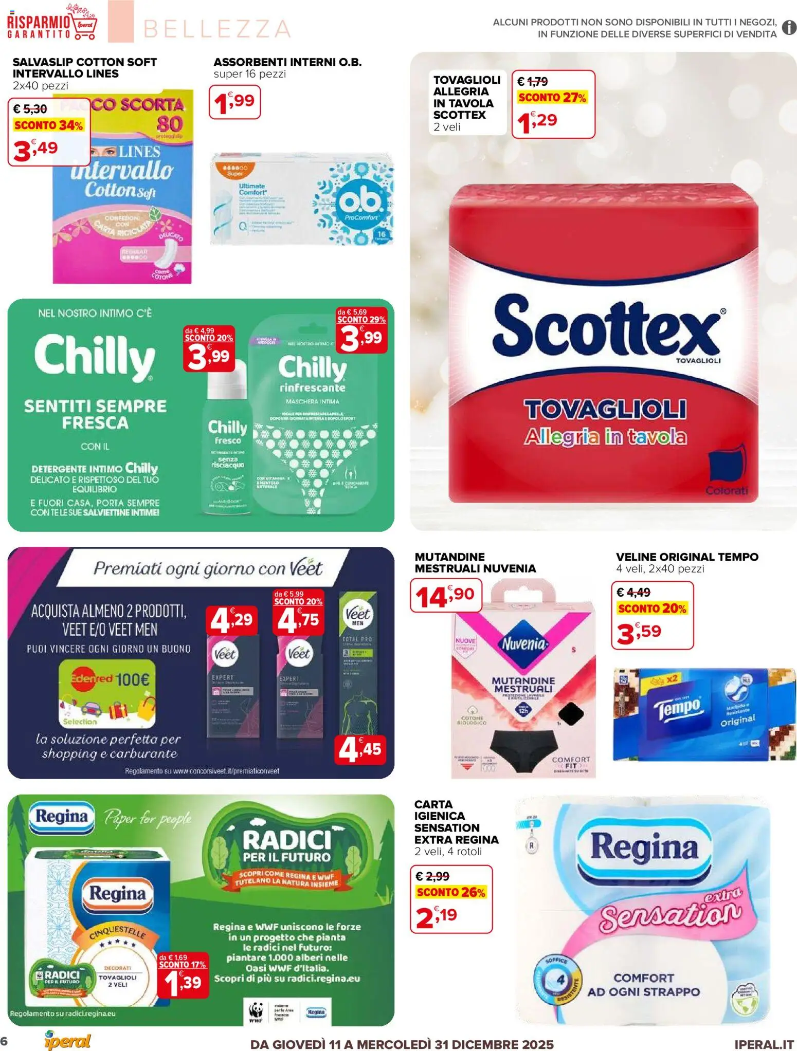 Volantino Iperal del 11.12.2025 | Pagina: 6 | Prodotti: Maschera, Carta igienica, Detergente, Tè