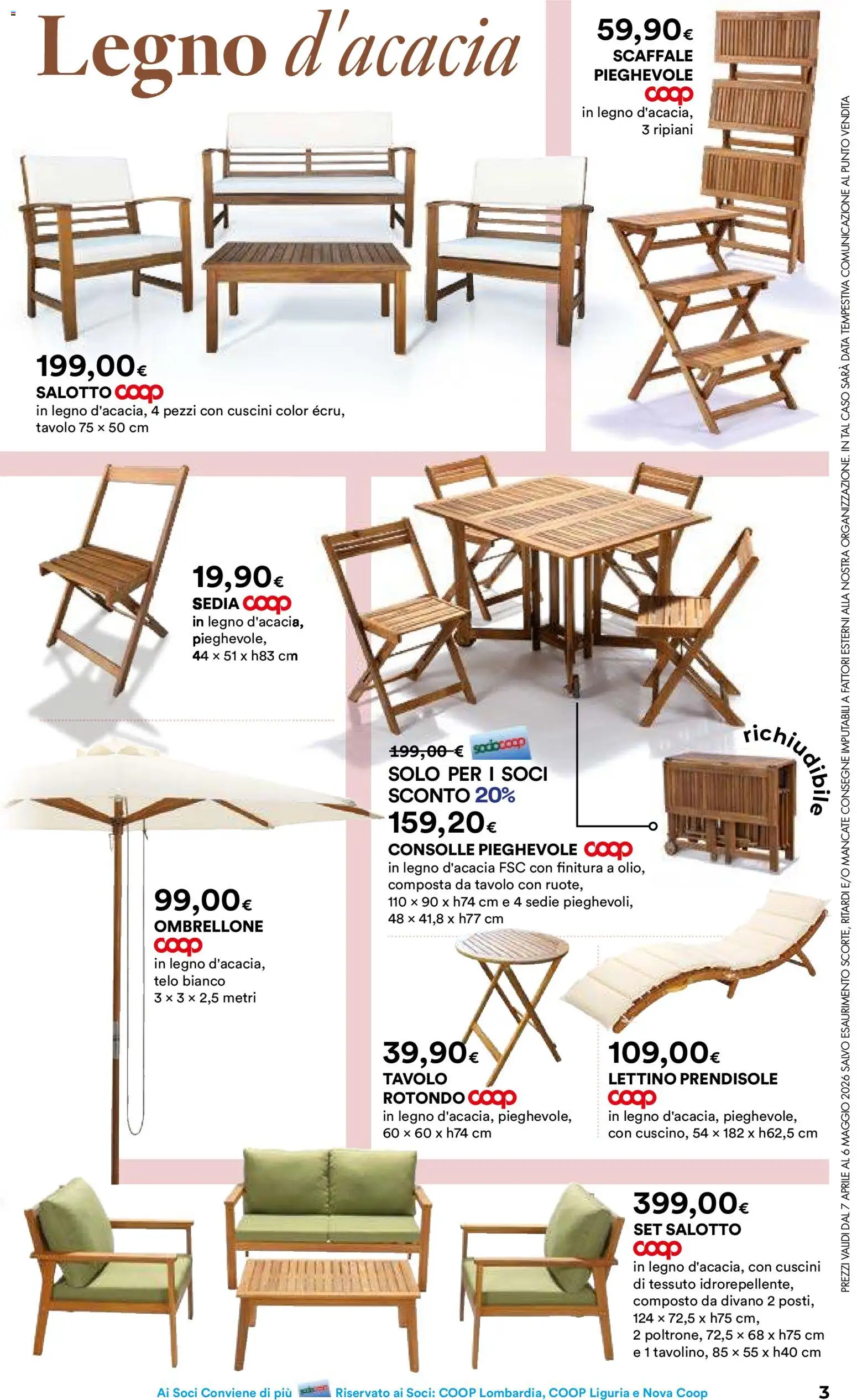 Volantino Ipercoop del 07.04.2026 | Pagina: 3 | Prodotti: Data, Lettino, Scaffale, Tavolo