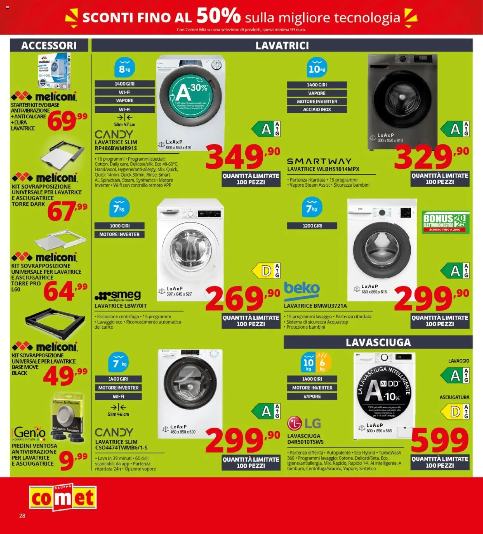 Volantino Comet del 22.01.2026 | Pagina: 28 | Prodotti: Lavasciuga, Centrifuga, Lavatrice, Asciugatrice
