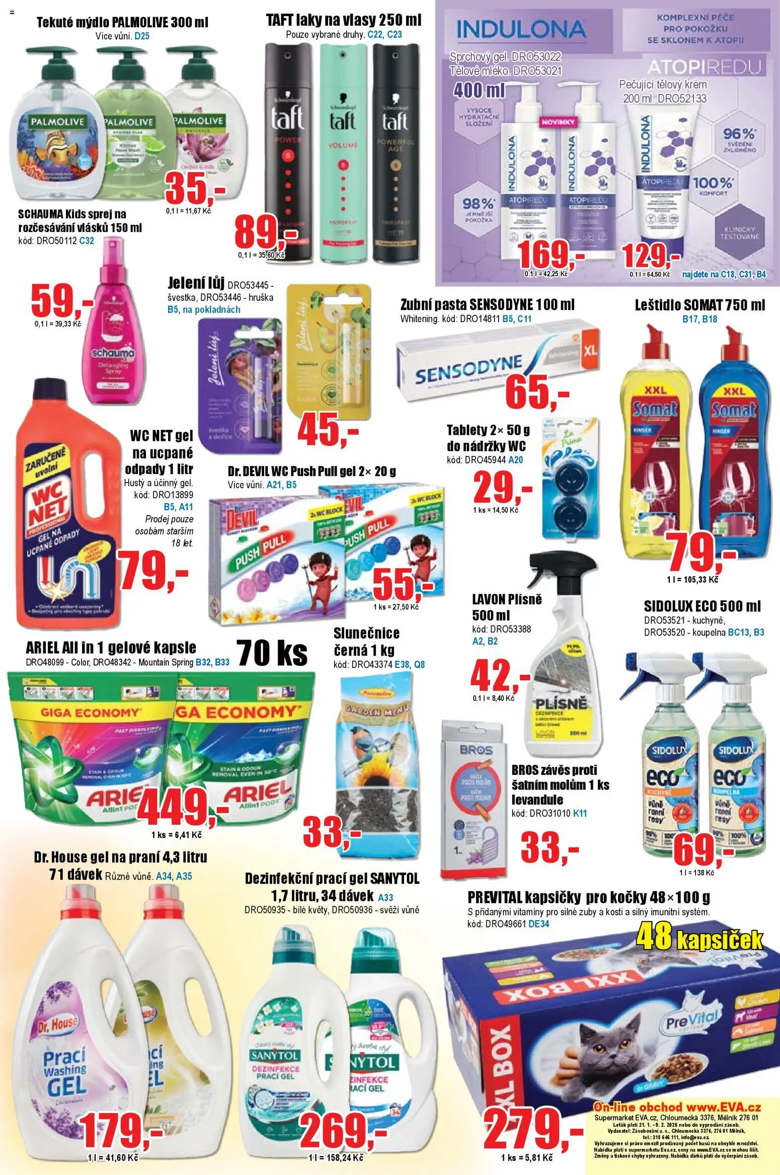 Eva supermarket leták od 21.01.2026 | Strana: 6 | Produkty: Tělový krém, Mýdlo, Prací gel, Ariel