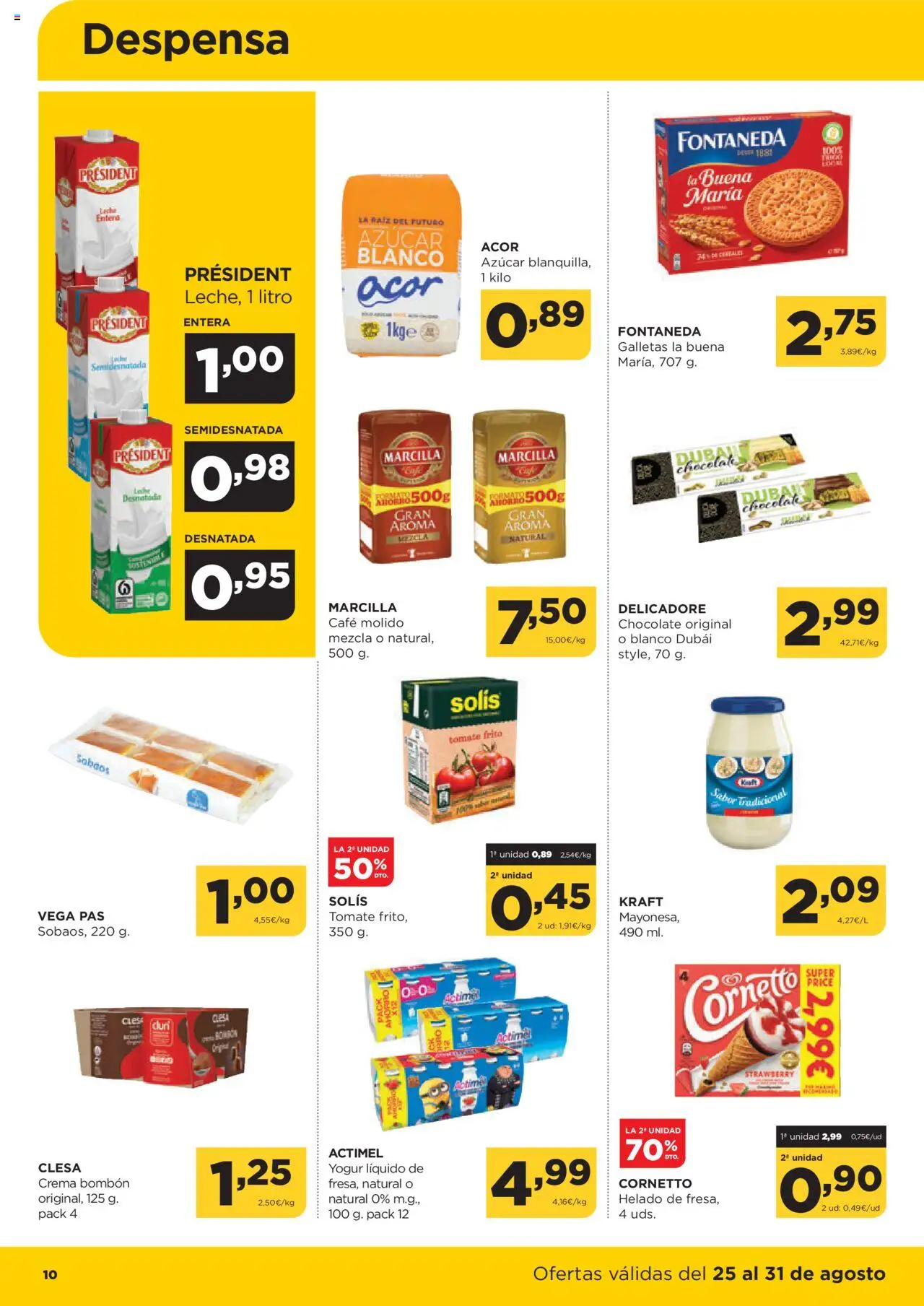 Alimerka folleto Castilla y León │ válido desde el 25.08.2025 | Página: 10 | Productos: Yogur, Café molido, Galletas, Helado